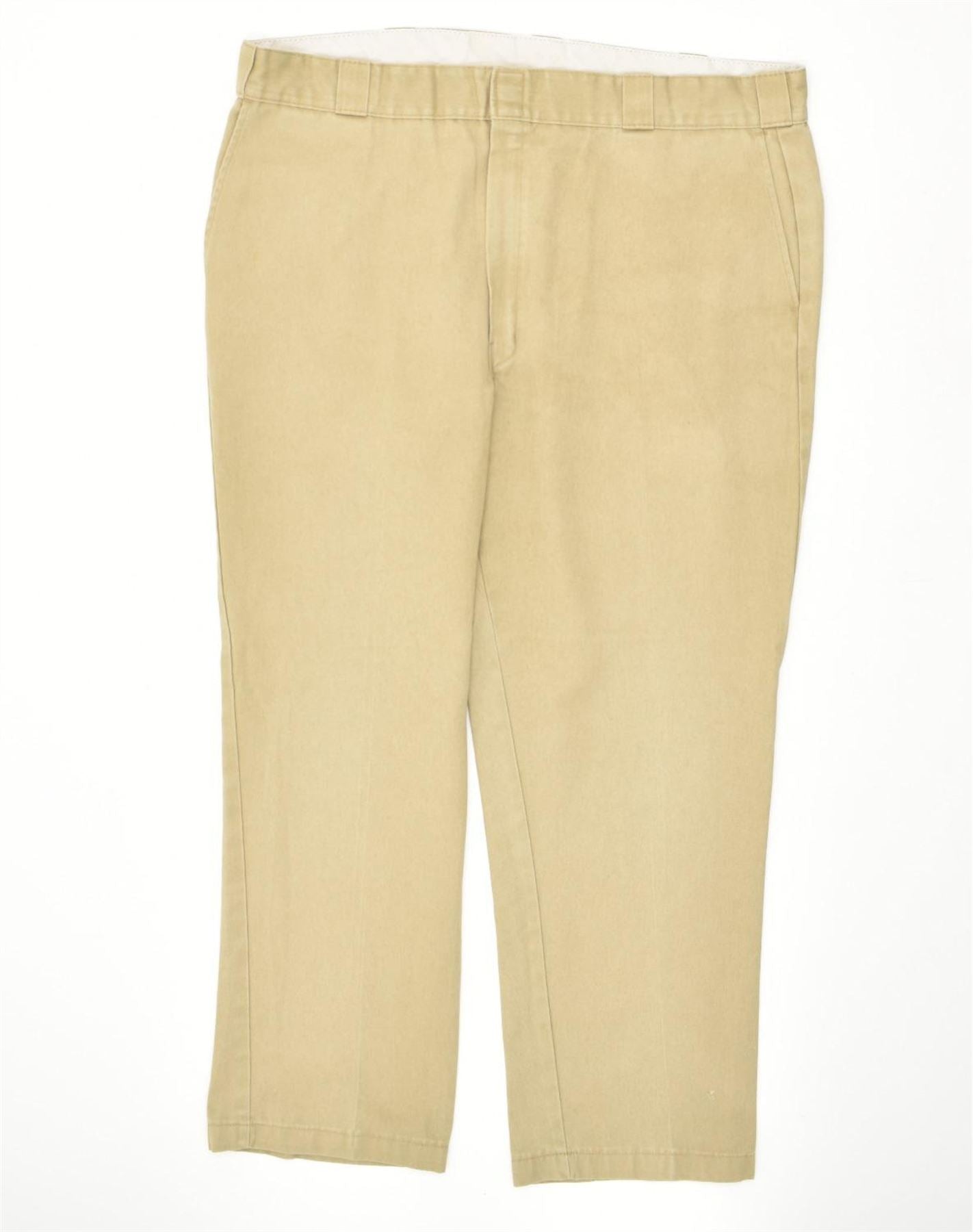 image of DICKIES Mens Tapered Chino Trousers W42 L30 Beige Polyester