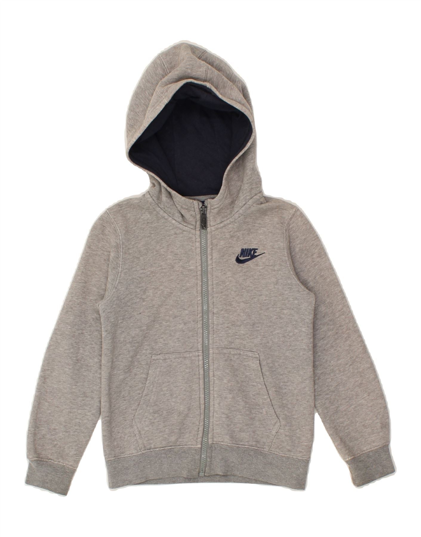 image of NIKE Boys Zip Hoodie Sweater 5-6 Years Medium Grey Cotton