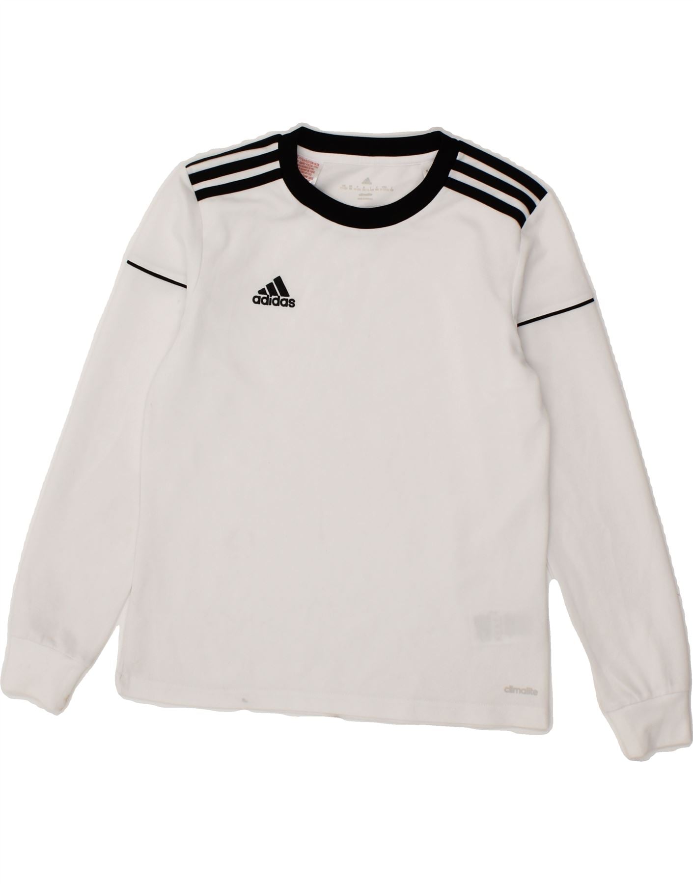 ADIDAS Boys Climalite Top Long Sleeve 11-12 Years White Polyester