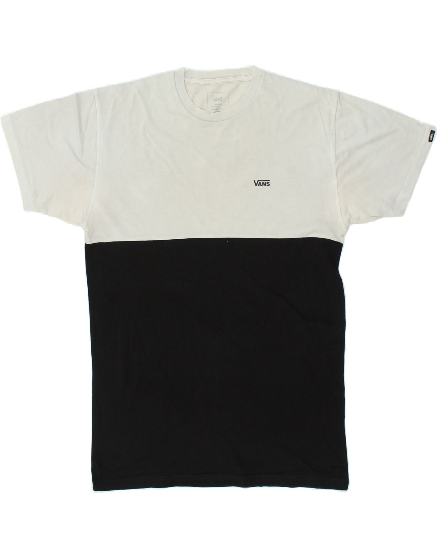 image of VANS Mens Classic Fit T-Shirt Top Medium Black Colourblock Cotton