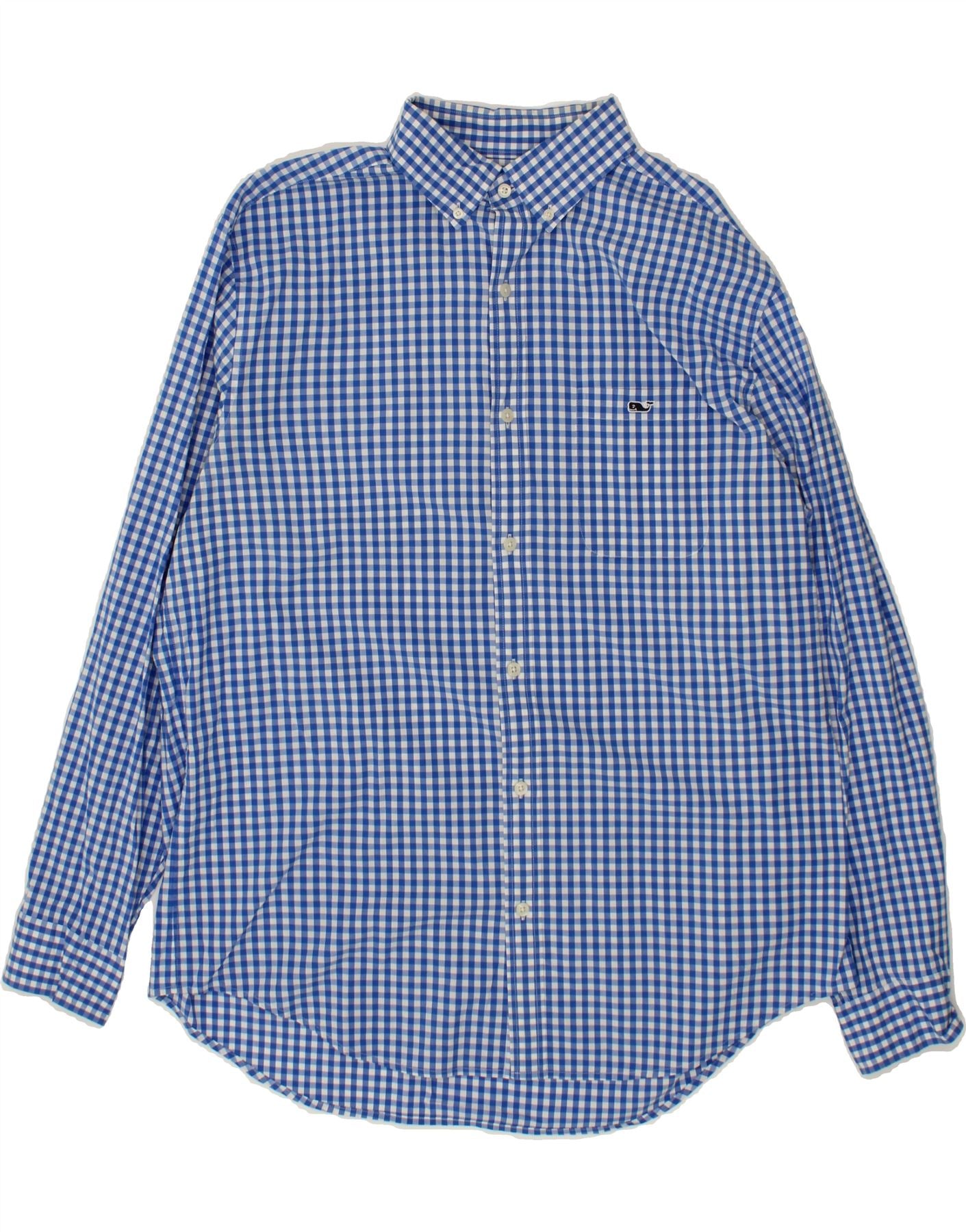 image of VINEYARD VINES Mens Classic Fit Shirt Large Blue Gingham Cotton