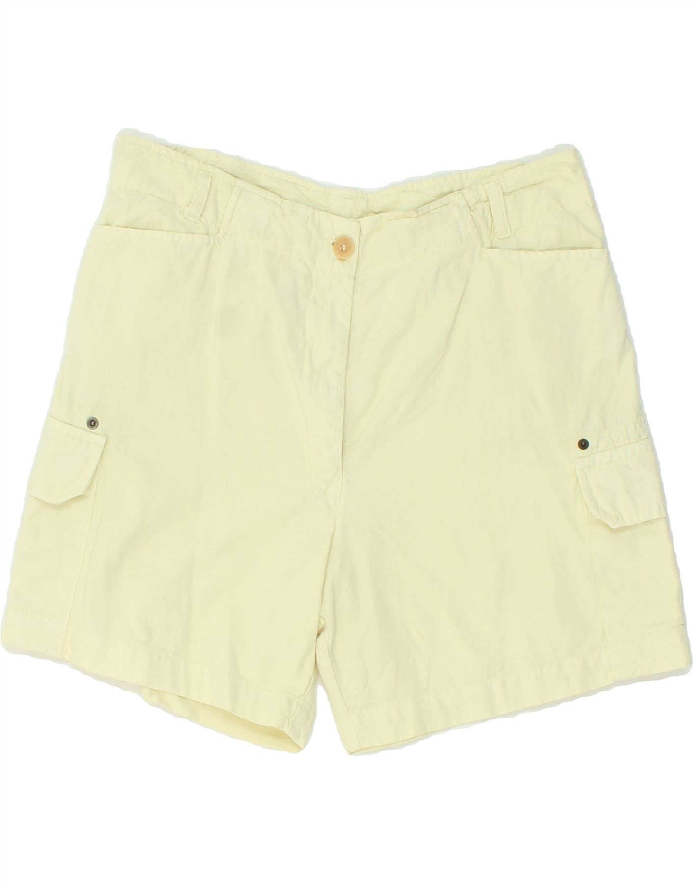 image of VINTAGE Womens High Waist Cargo Shorts IT 46 Large W30  Yellow Cotton