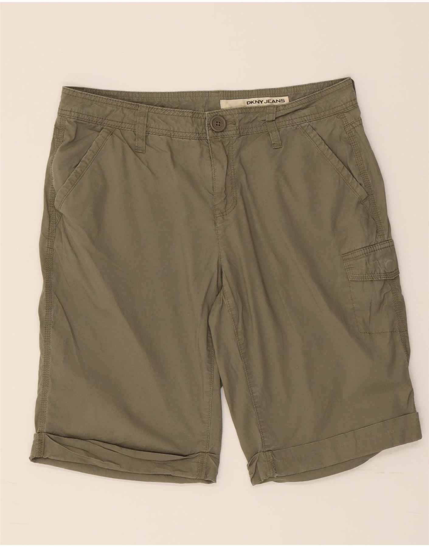image of DKNY Womens Cargo Shorts US 6 Medium W30  Khaki Cotton