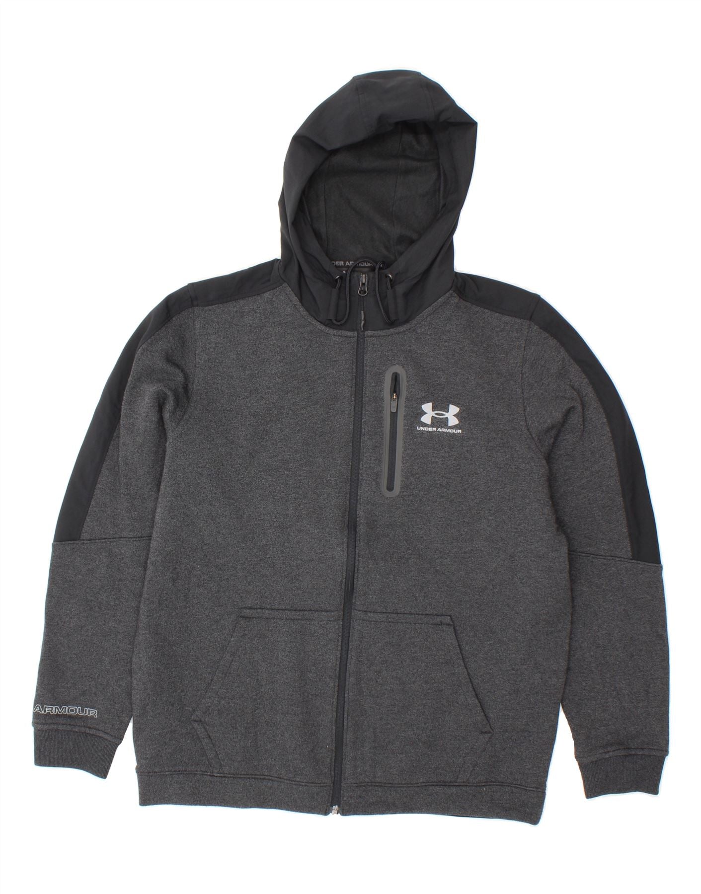 Image of UNDER ARMOUR Womens Graphic Zip Hoodie Sweater UK 16 Large Grey