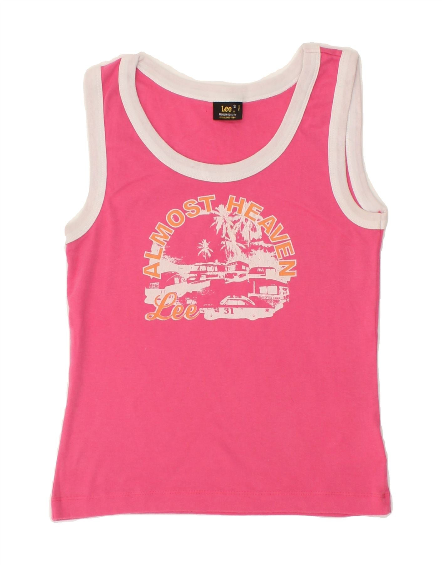 Image of LEE Womens Graphic Vest Top UK 8 Small Pink Cotton