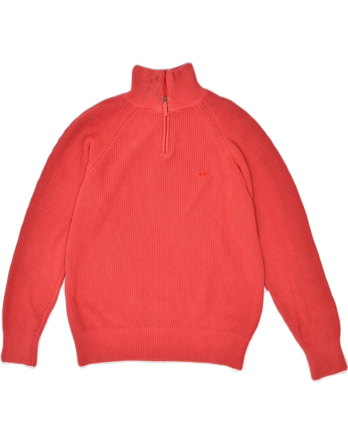 image of KAPPA Mens Zip Neck Jumper Sweater Small Red Cotton