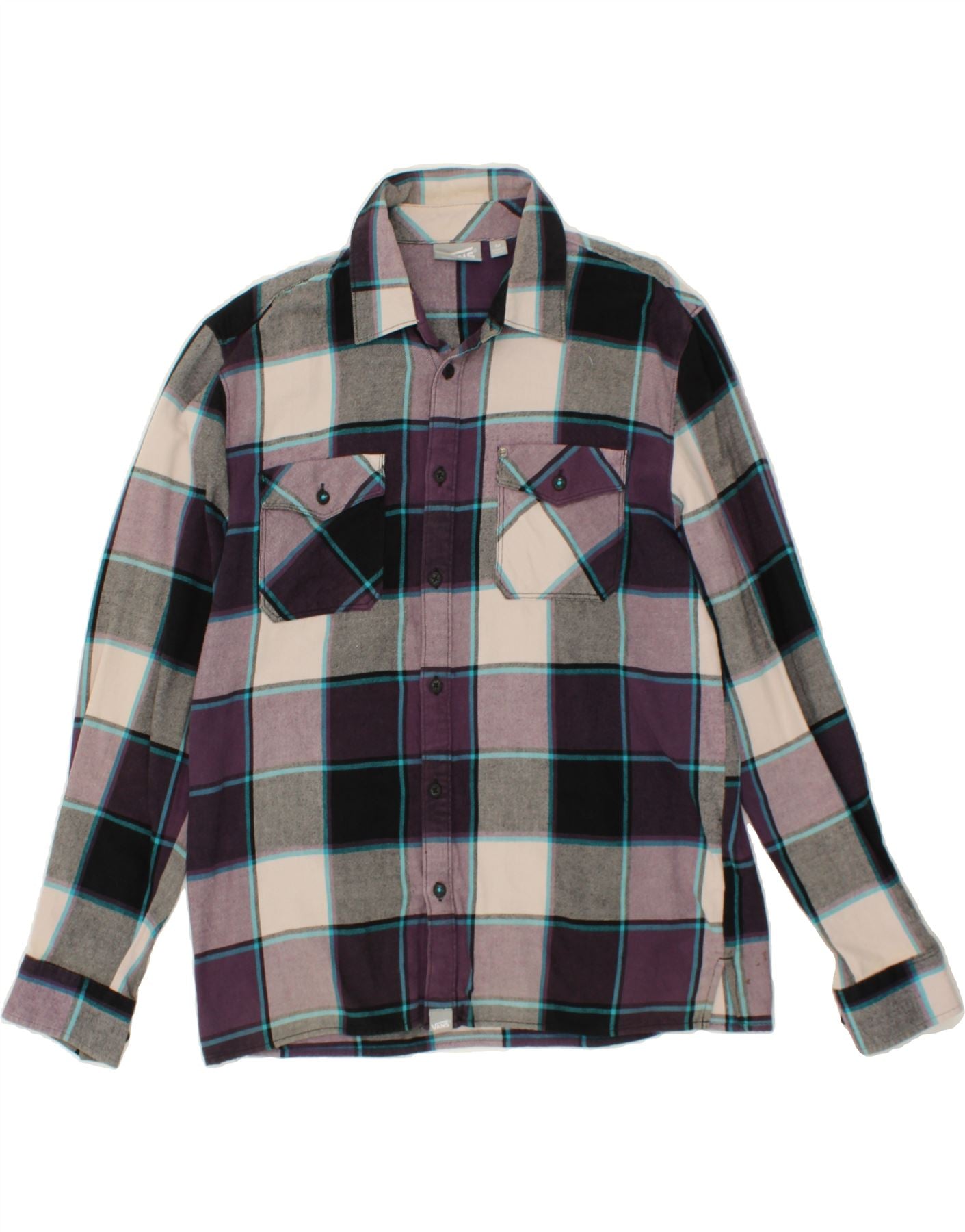 Image of VANS Mens Flannel Shirt Medium Purple Check Cotton