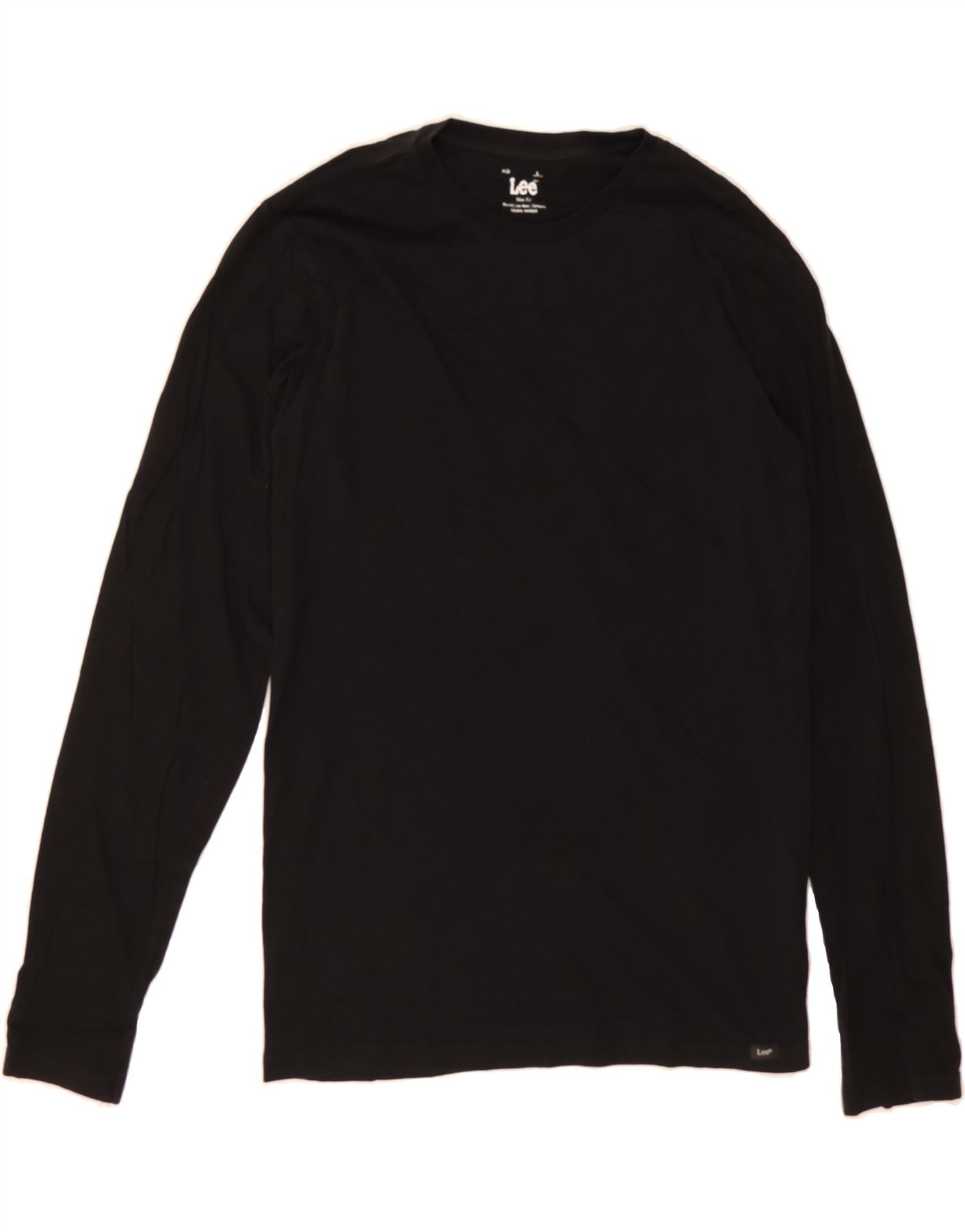 image of LEE Mens Slim Fit Top Long Sleeve Large Black Cotton