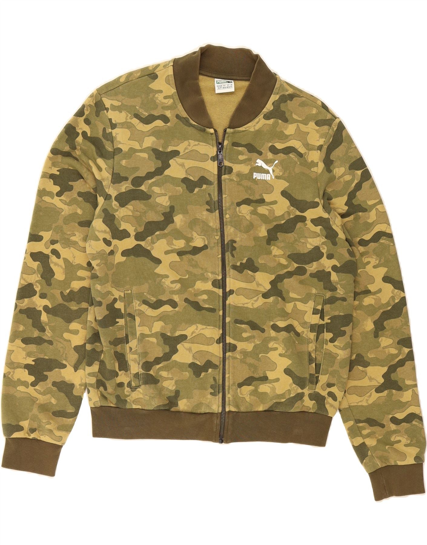 image of PUMA Mens Graphic Tracksuit Top Jacket XS Green Camouflage Cotton