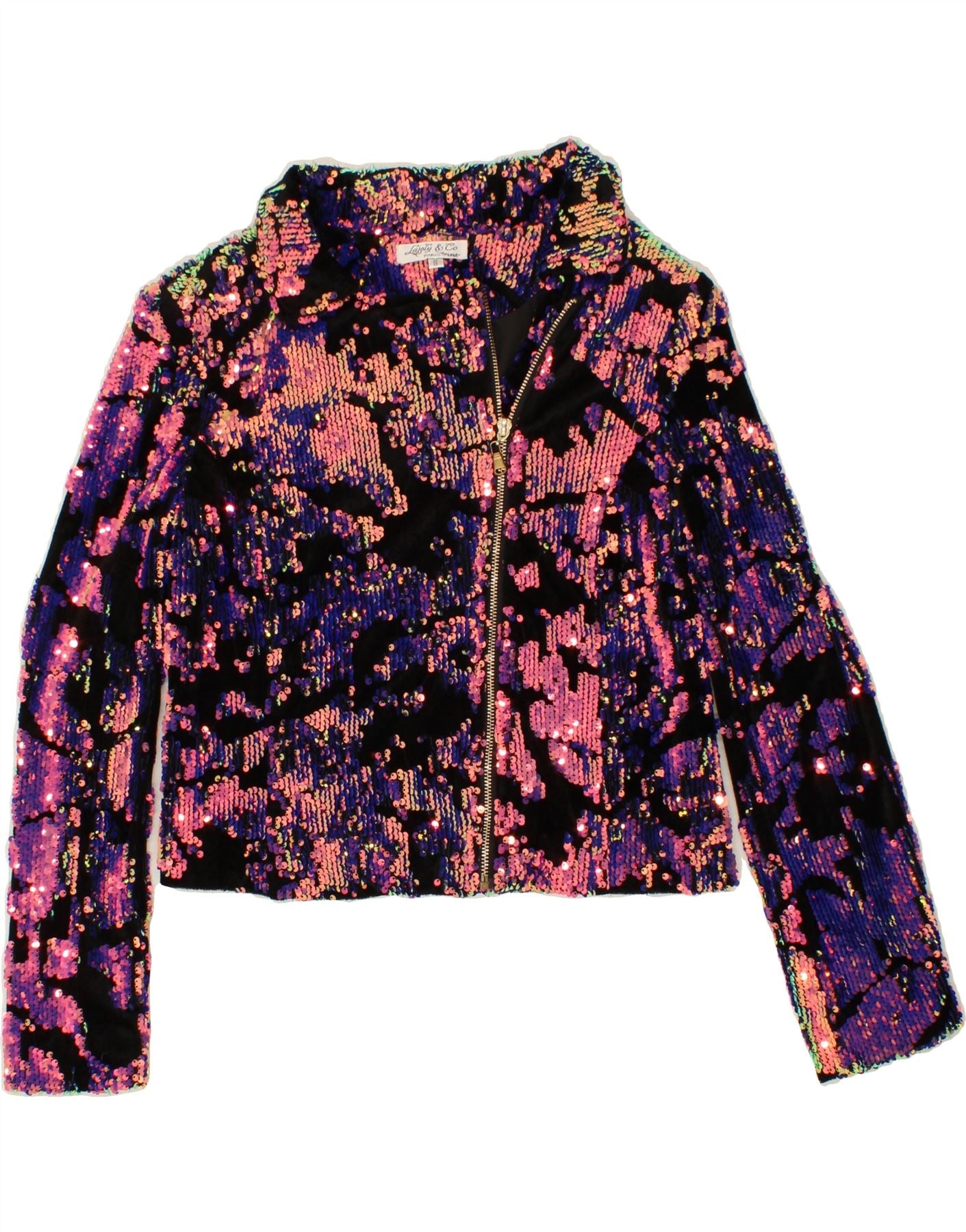 image of VINTAGE Womens Crop Sequin Bomber Jacket UK 10 Small Multicoloured