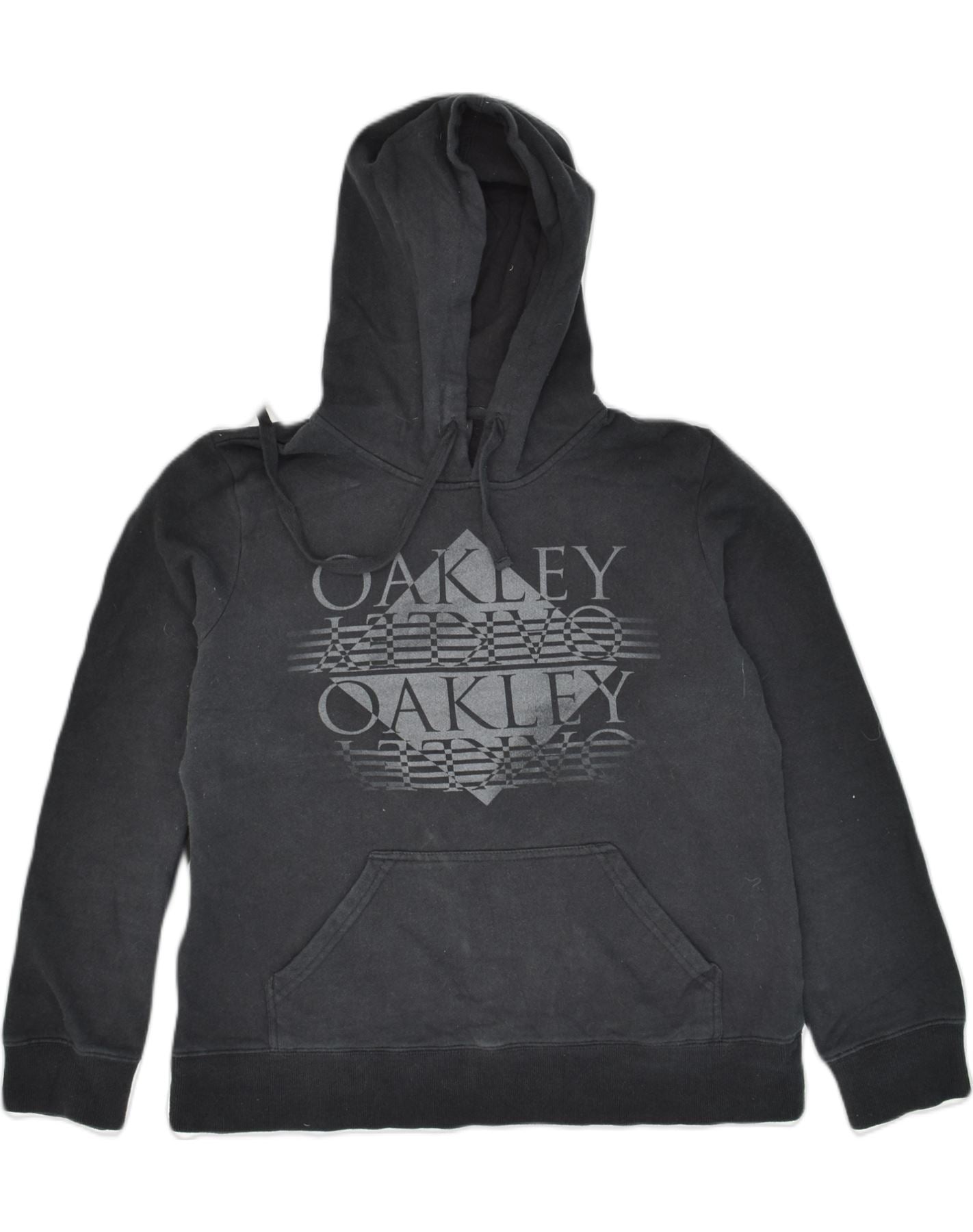 image of OAKLEY Womens Graphic Hoodie Jumper UK 14 Medium Black Cotton