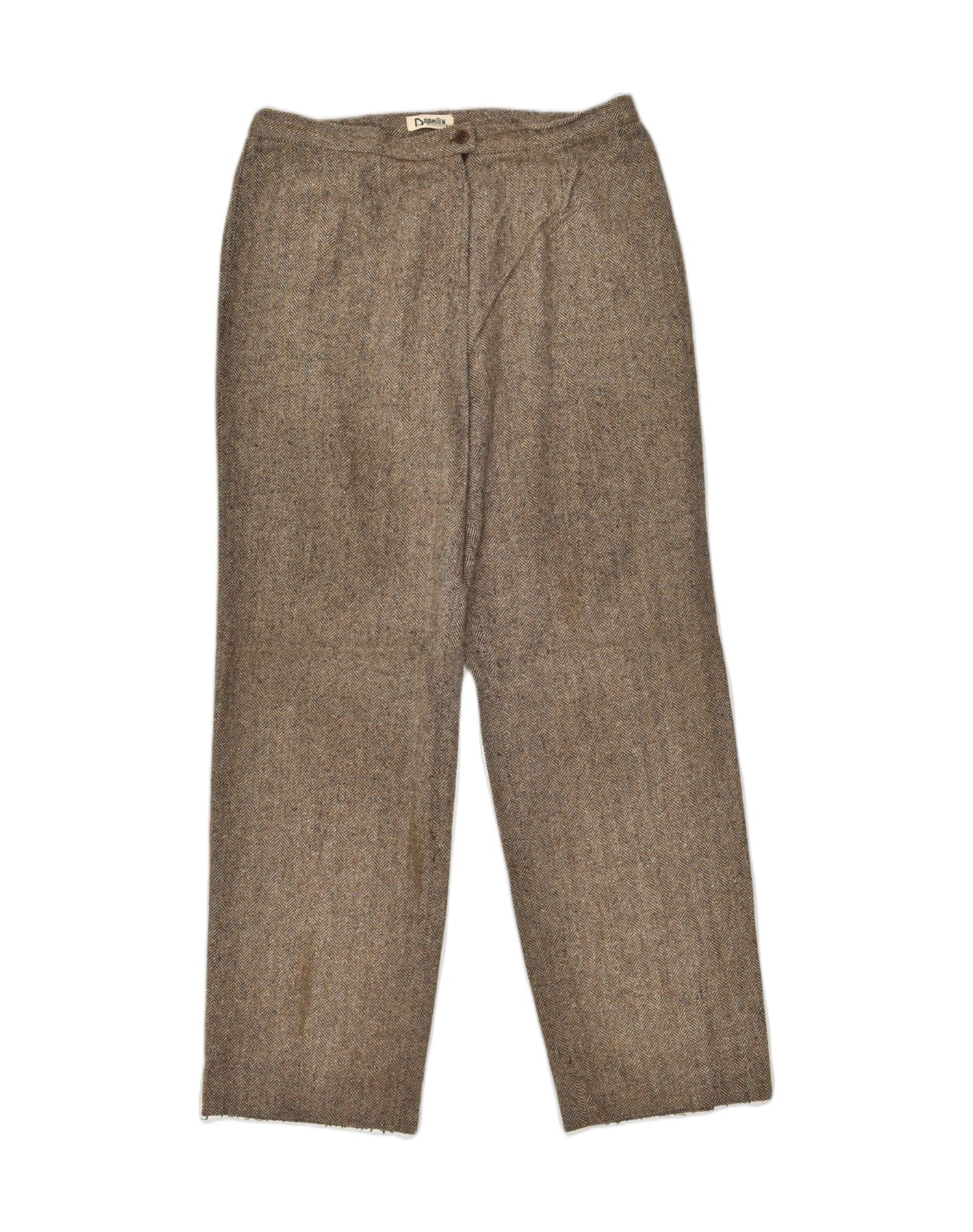 Image of DOLOMITEN Womens Straight Casual Trousers W32 L30 Brown Herringbone