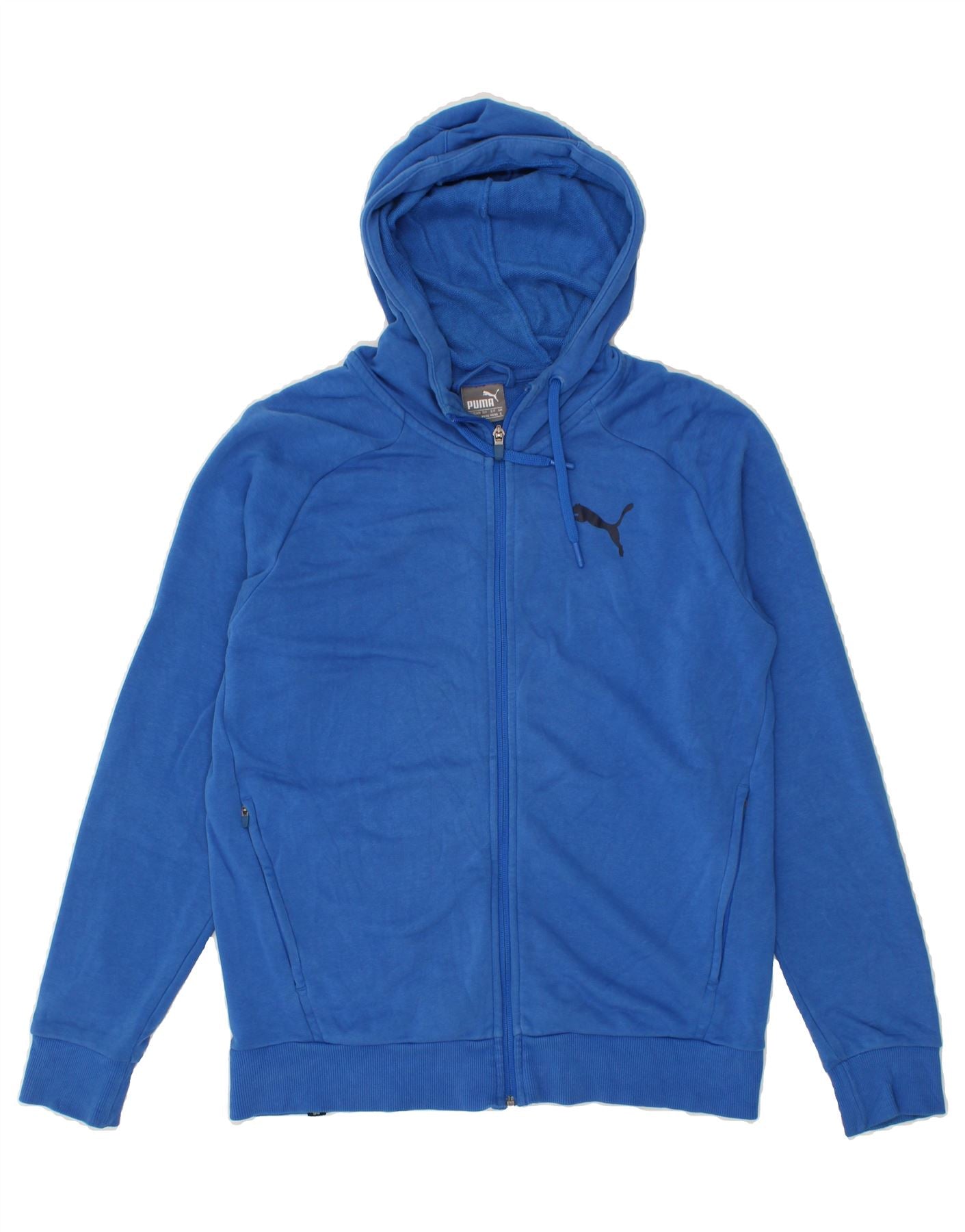 image of PUMA Mens Zip Hoodie Sweater Small Blue Cotton