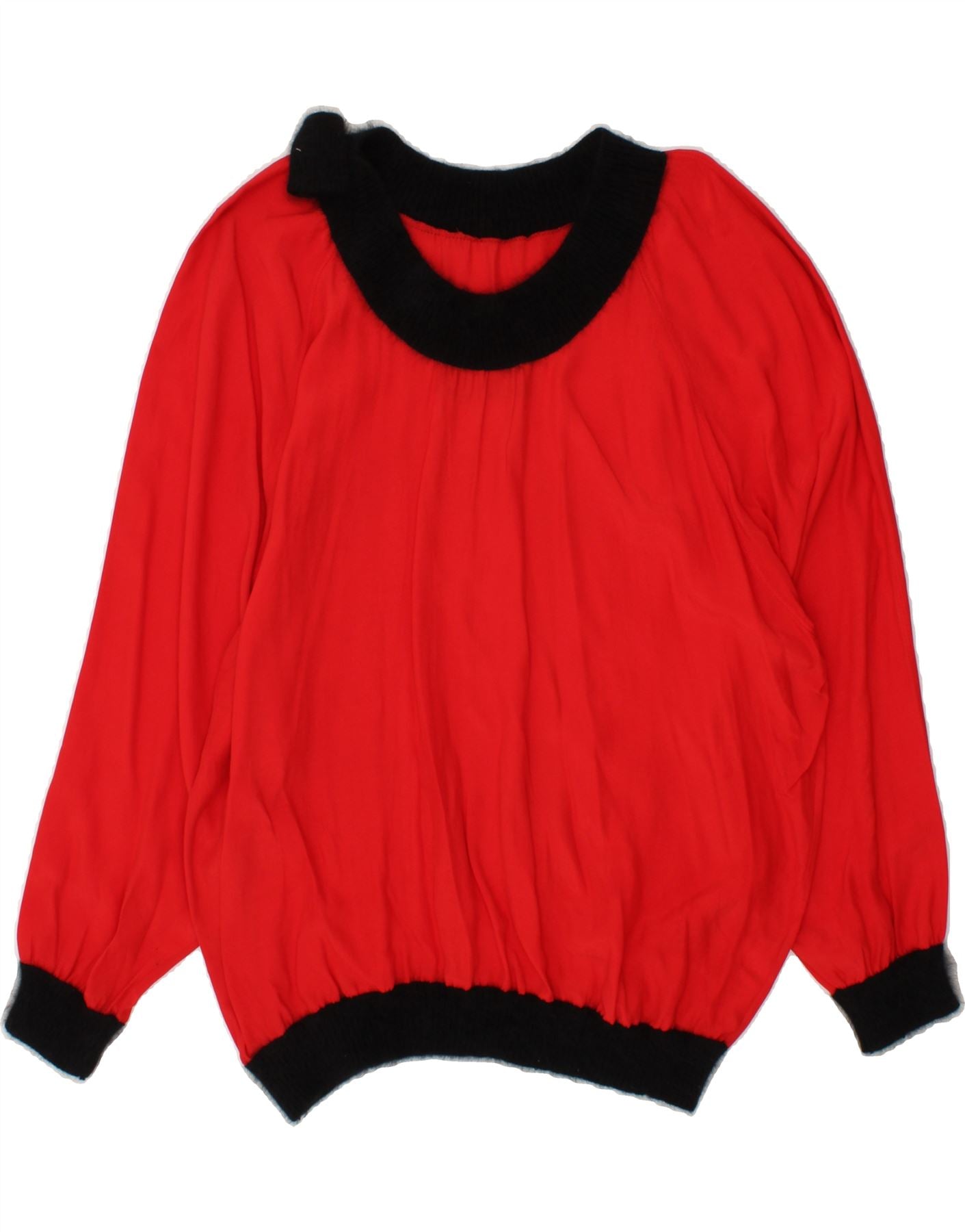 image of VINTAGE Womens Oversized Blouse Top UK 14 Medium Red Colourblock Angora