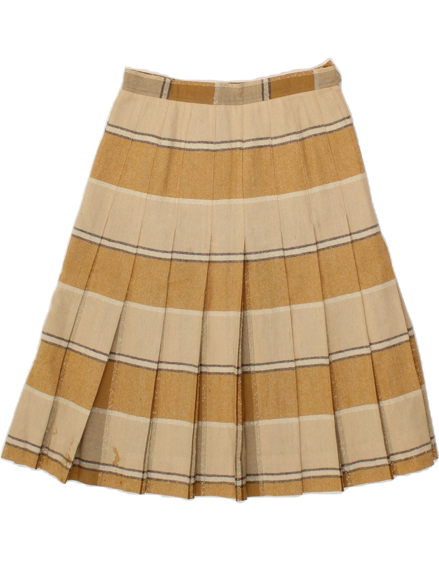 image of VINTAGE Womens Knife Pleated Skirt IT 42 Medium W28 Beige Striped