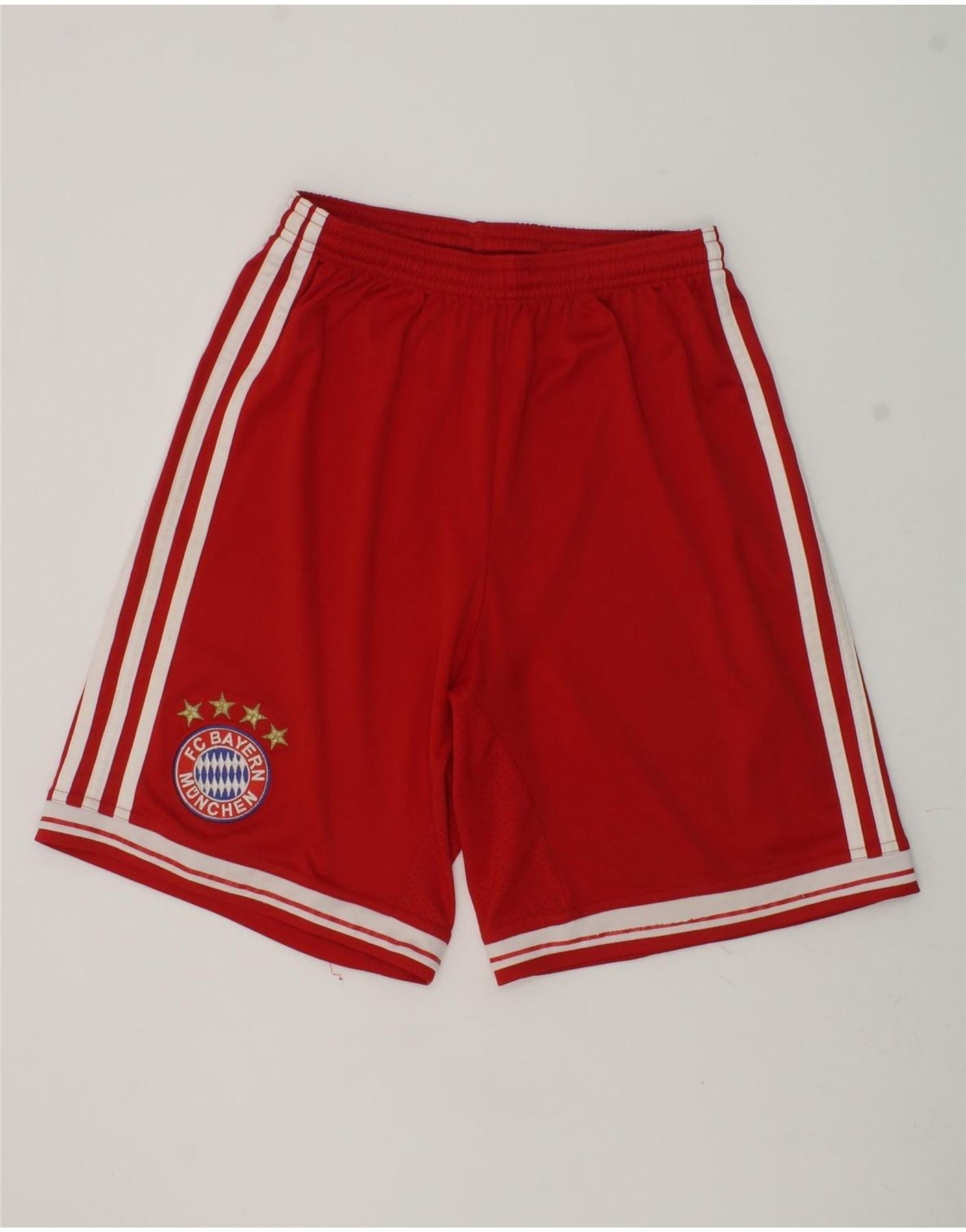 ADIDAS Boys FC Bayern Munchen Sport Shorts 13-14 Years Red Polyester