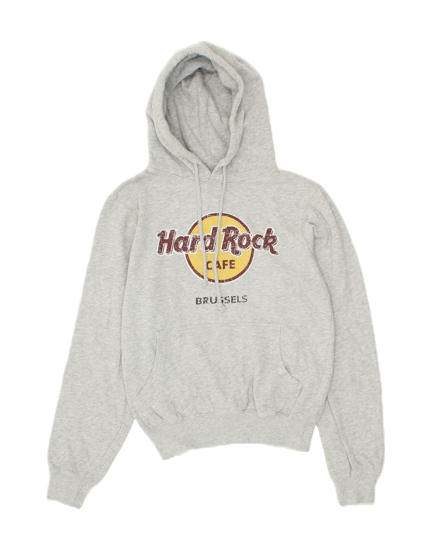 Image of HARD ROCK CAFE Womens Brussels Graphic Hoodie Jumper UK 10 Small Grey