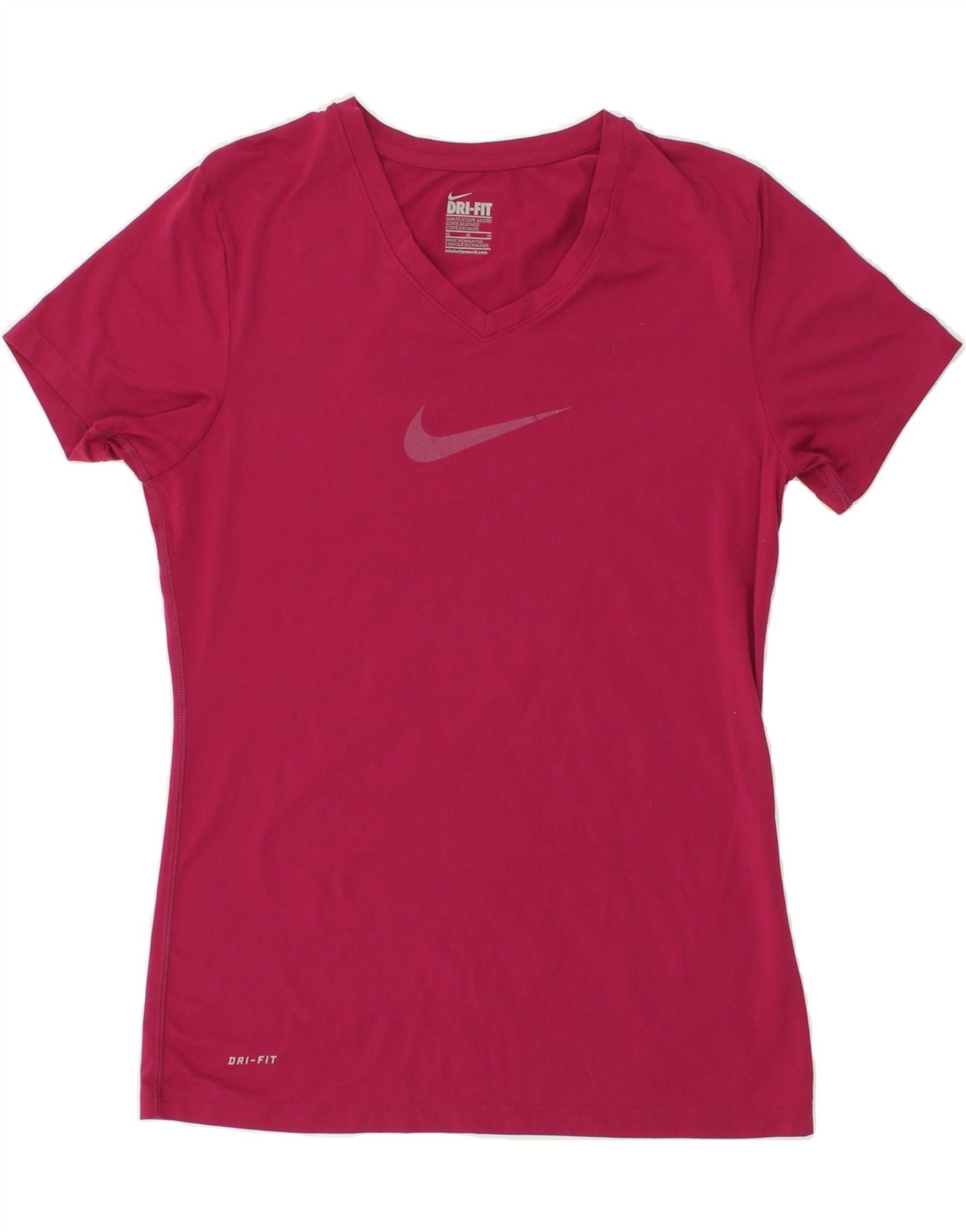 image of NIKE Womens Dri Fit Slim Fit Graphic T-Shirt Top UK 12 Medium Pink