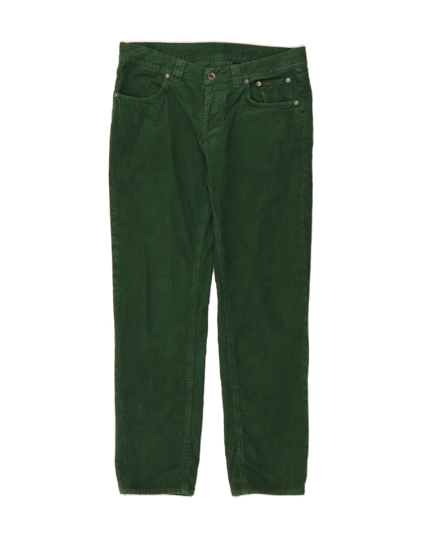 image of JECKERSON Mens Straight Corduroy Trousers W33 L28  Green Cotton