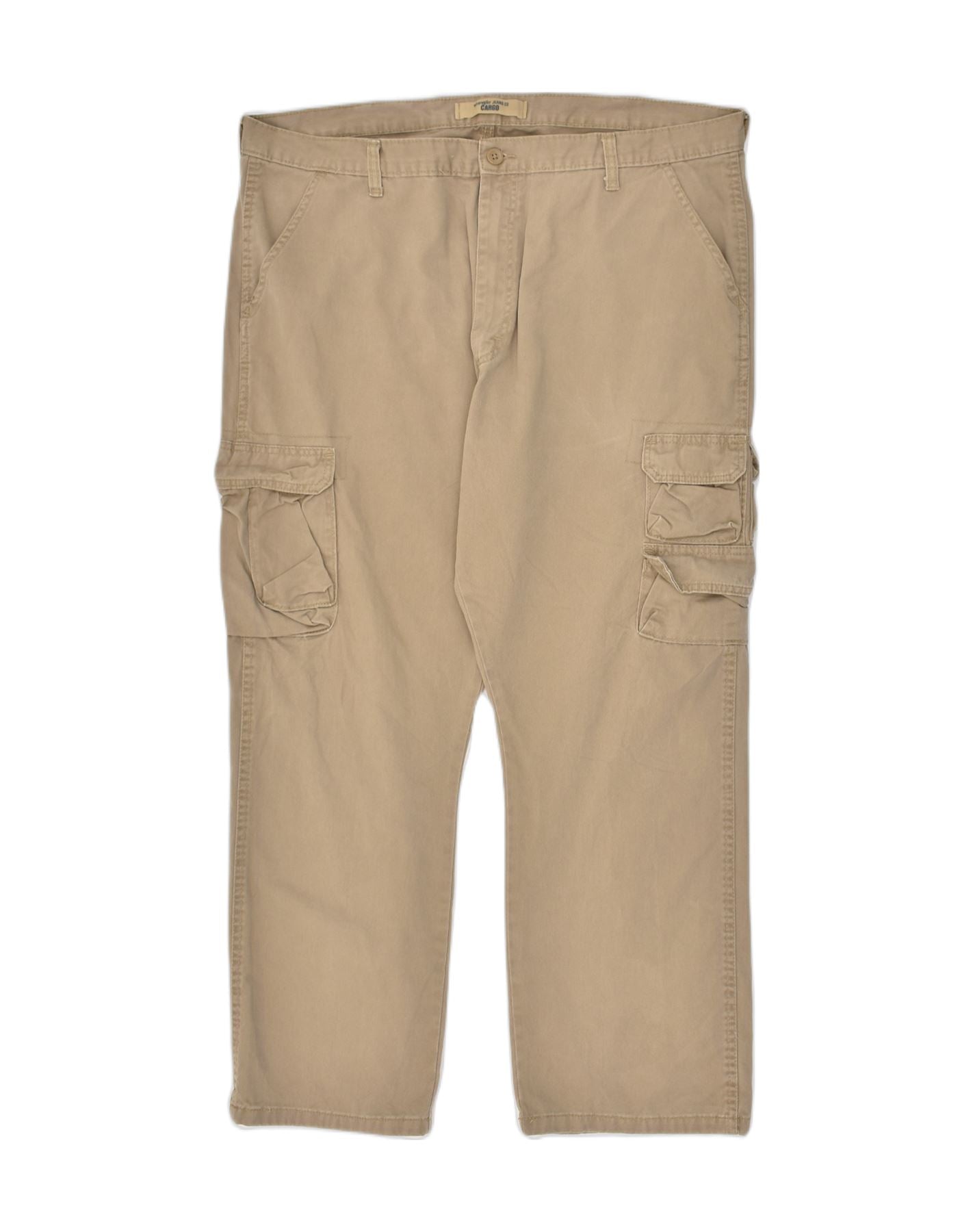 image of WRANGLER Mens Straight Cargo Trousers W42 L30 Beige Cotton