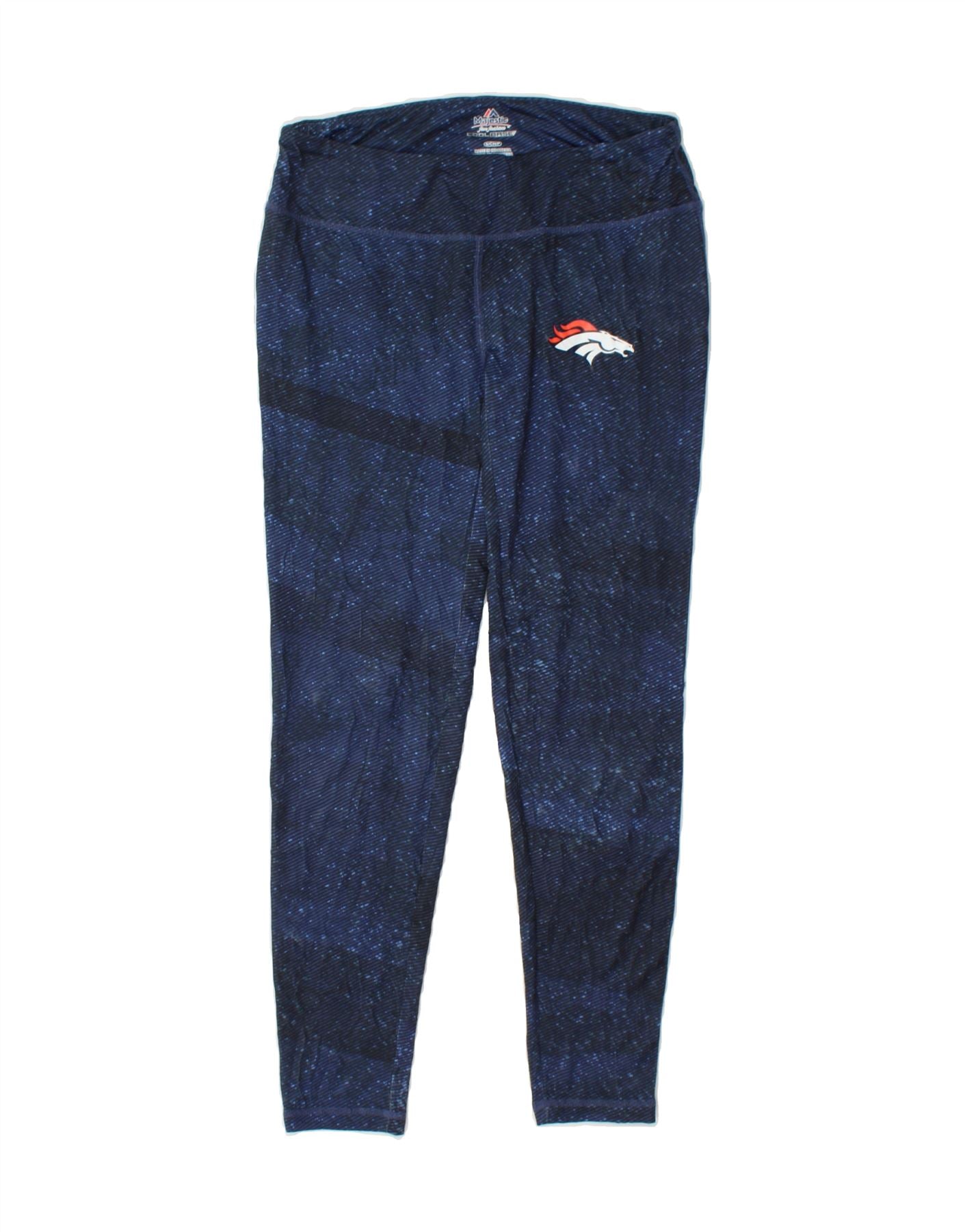 image of MAJESTIC Womens Denver Broncos Leggings UK 10 Small Navy Blue Spotted