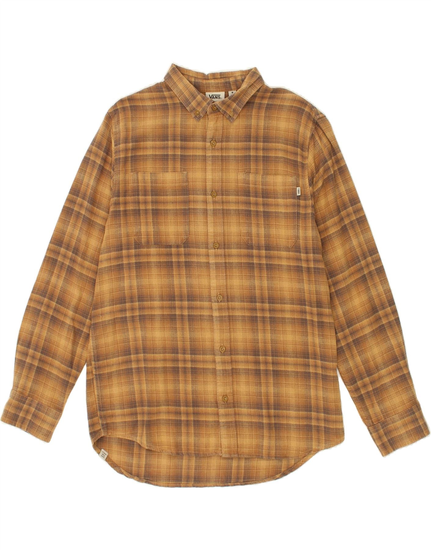 Image of VANS Mens Flannel Shirt Medium Brown Check Cotton