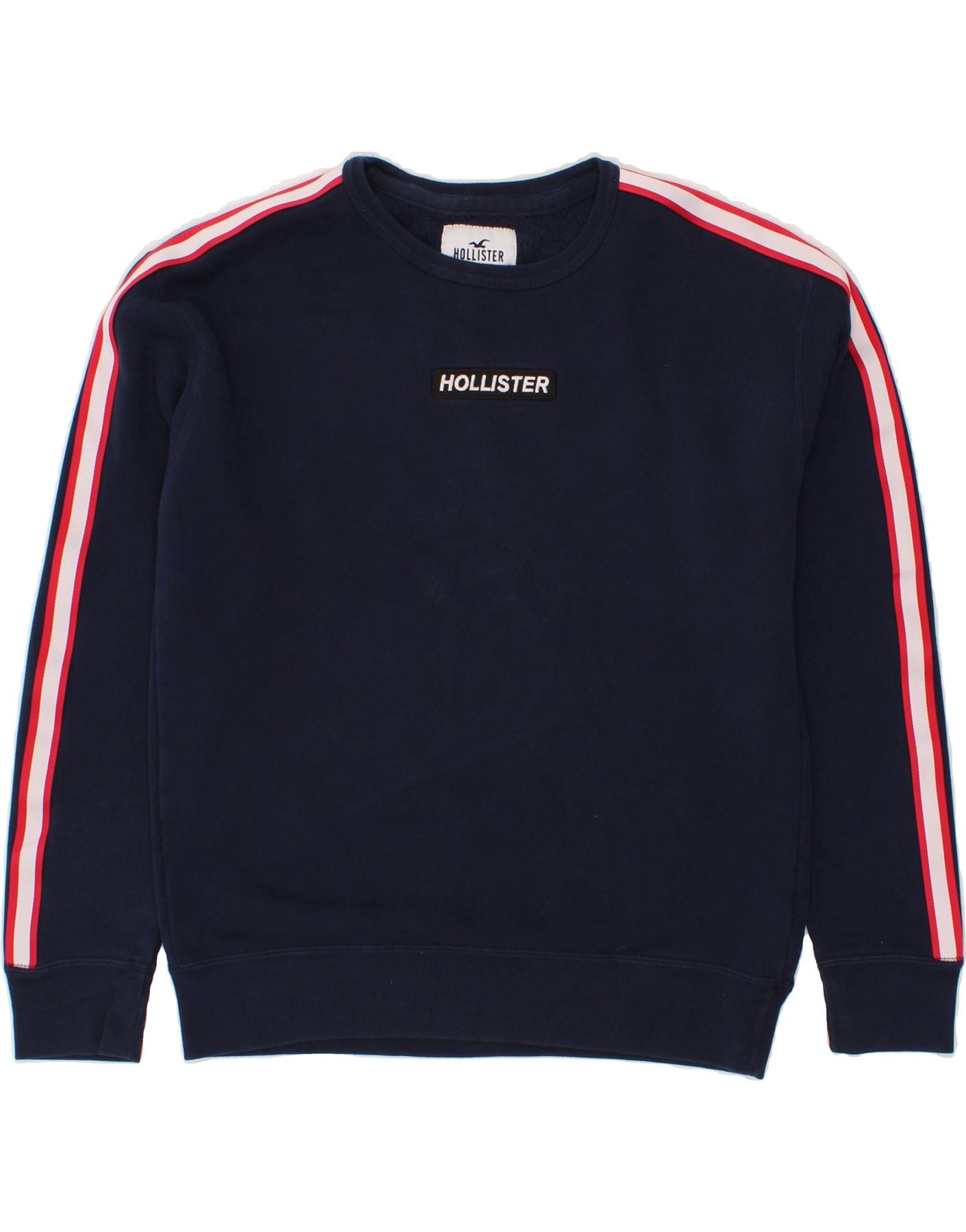 image of HOLLISTER Mens Sweatshirt Jumper Medium Navy Blue Colourblock Cotton