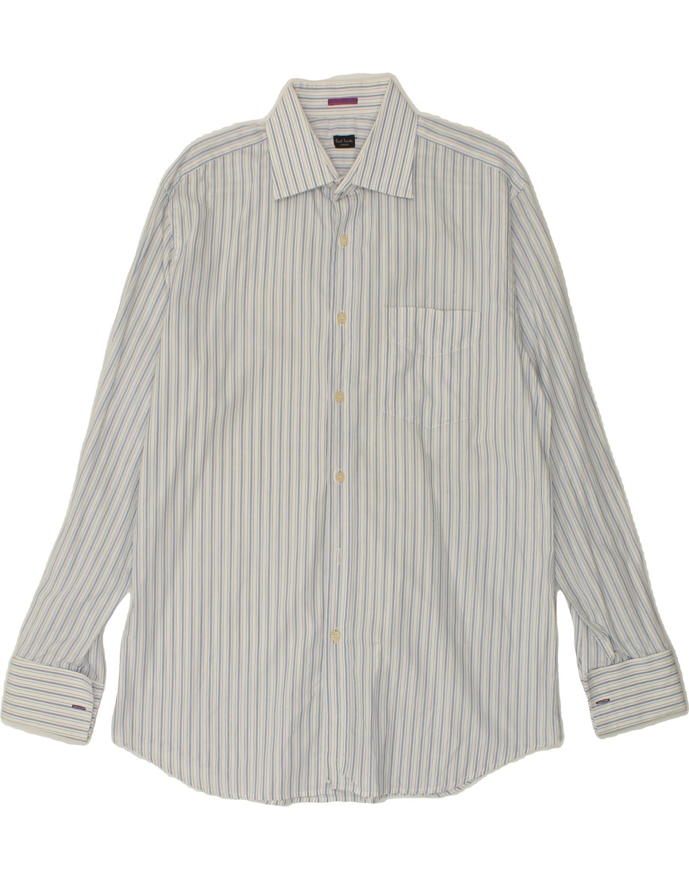 image of PAUL SMITH Mens Formal Shirt Size 17 43 XL Blue Striped Cotton