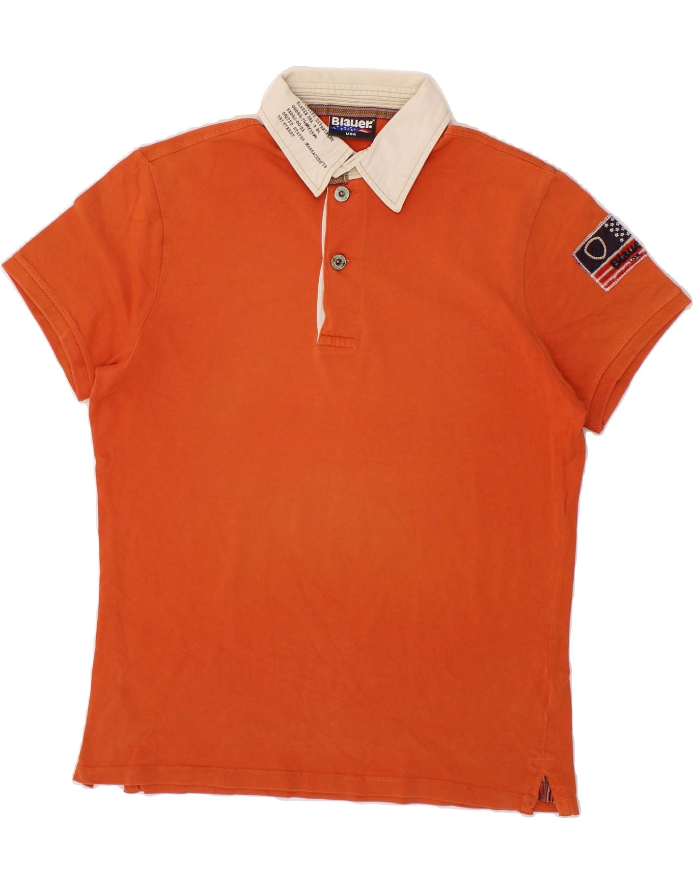 Image of BLAUER Mens Slim Graphic Polo Shirt XL Orange