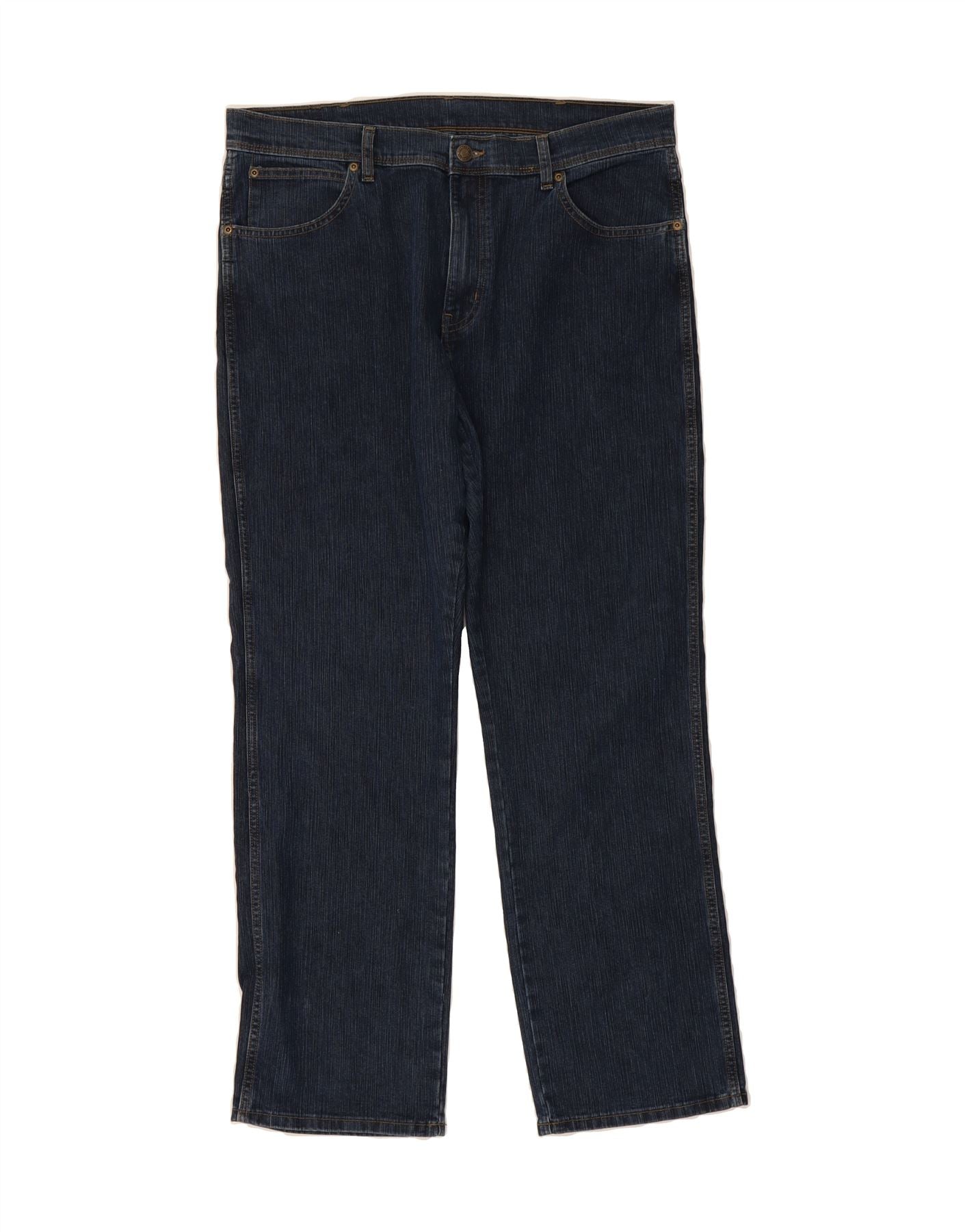 image of WRANGLER Mens Regular Fit Straight Jeans W36 L30 Navy Blue Cotton