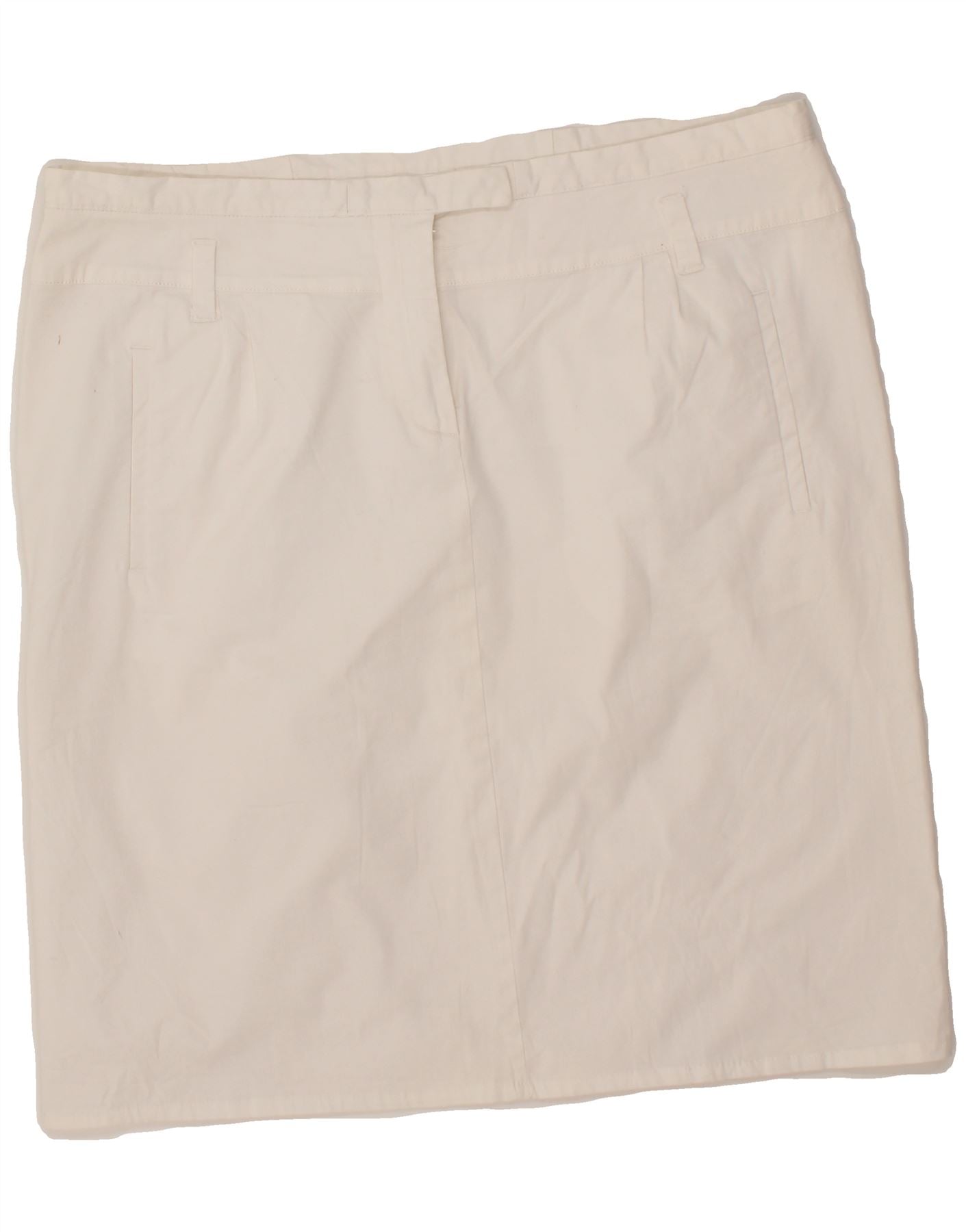 Image of CERRUTI 1881 Womens A-Line Skirt IT 50 XL W36  White Cotton