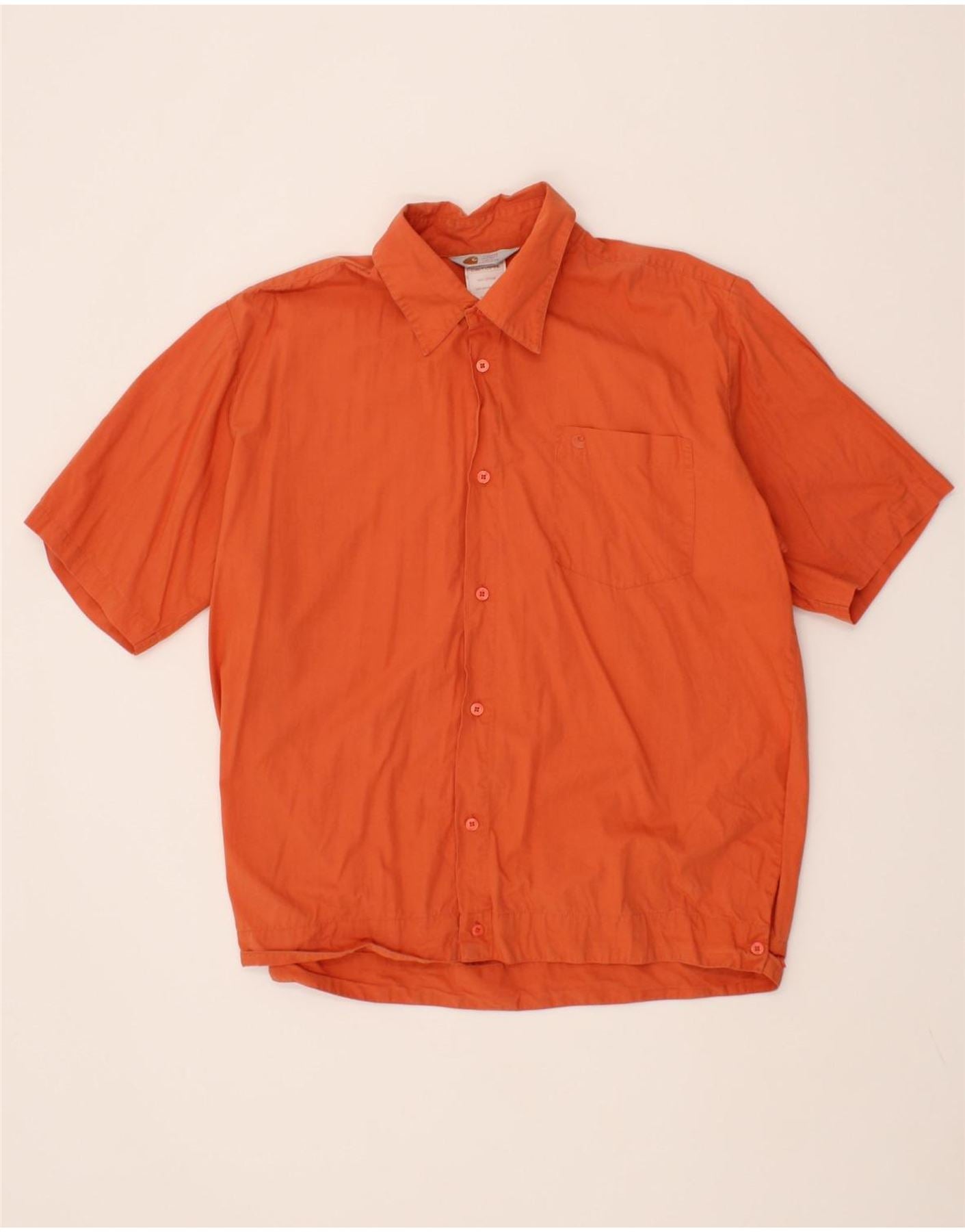 Image of CARHARTT Mens Short Sleeve Shirt Large Orange Cotton