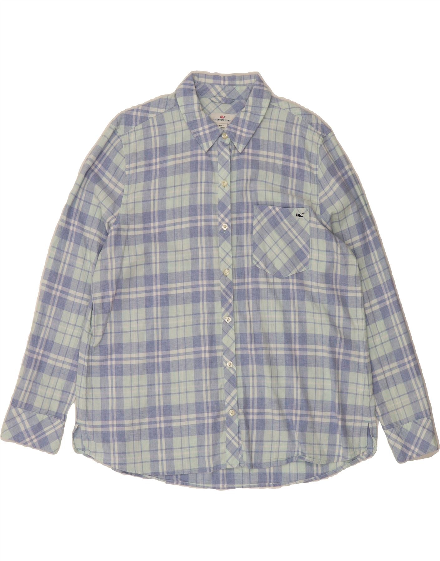image of VINEYARD VINES Womens Shirt US 16 2XL Blue Check Cotton