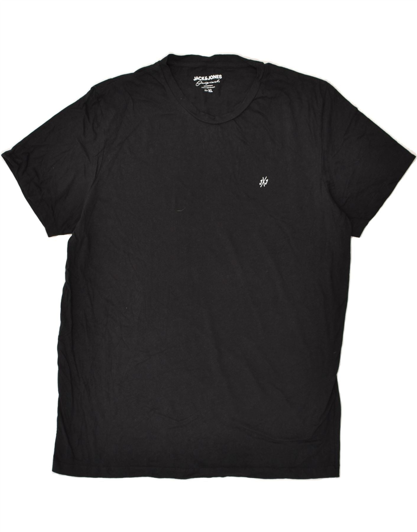 image of JACK & JONES Mens Slim T-Shirt Top XL Black Cotton