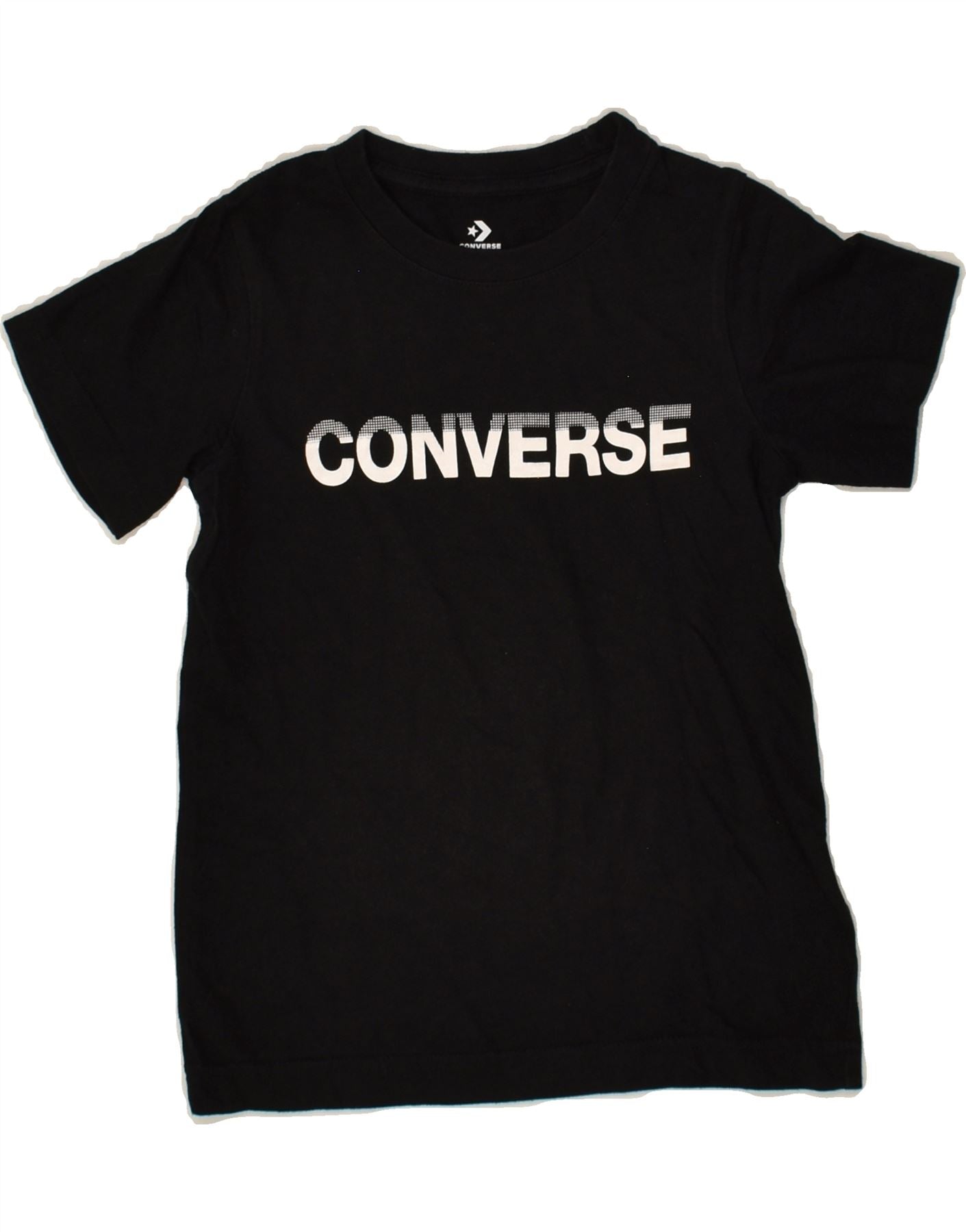 Image of CONVERSE Boys Graphic T-Shirt Top 5-6 Years Medium Black Cotton