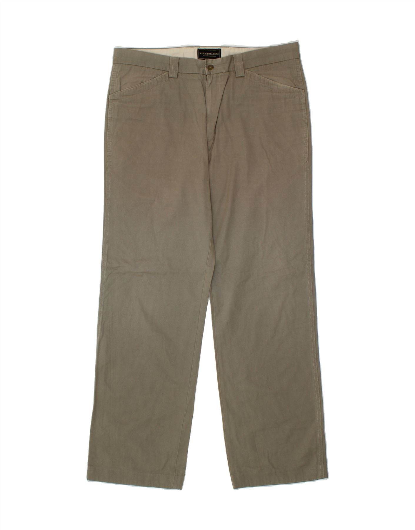 image of MARLBORO CLASSICS Mens Straight Casual Trousers EU 54 2XL W40 L33 Khaki