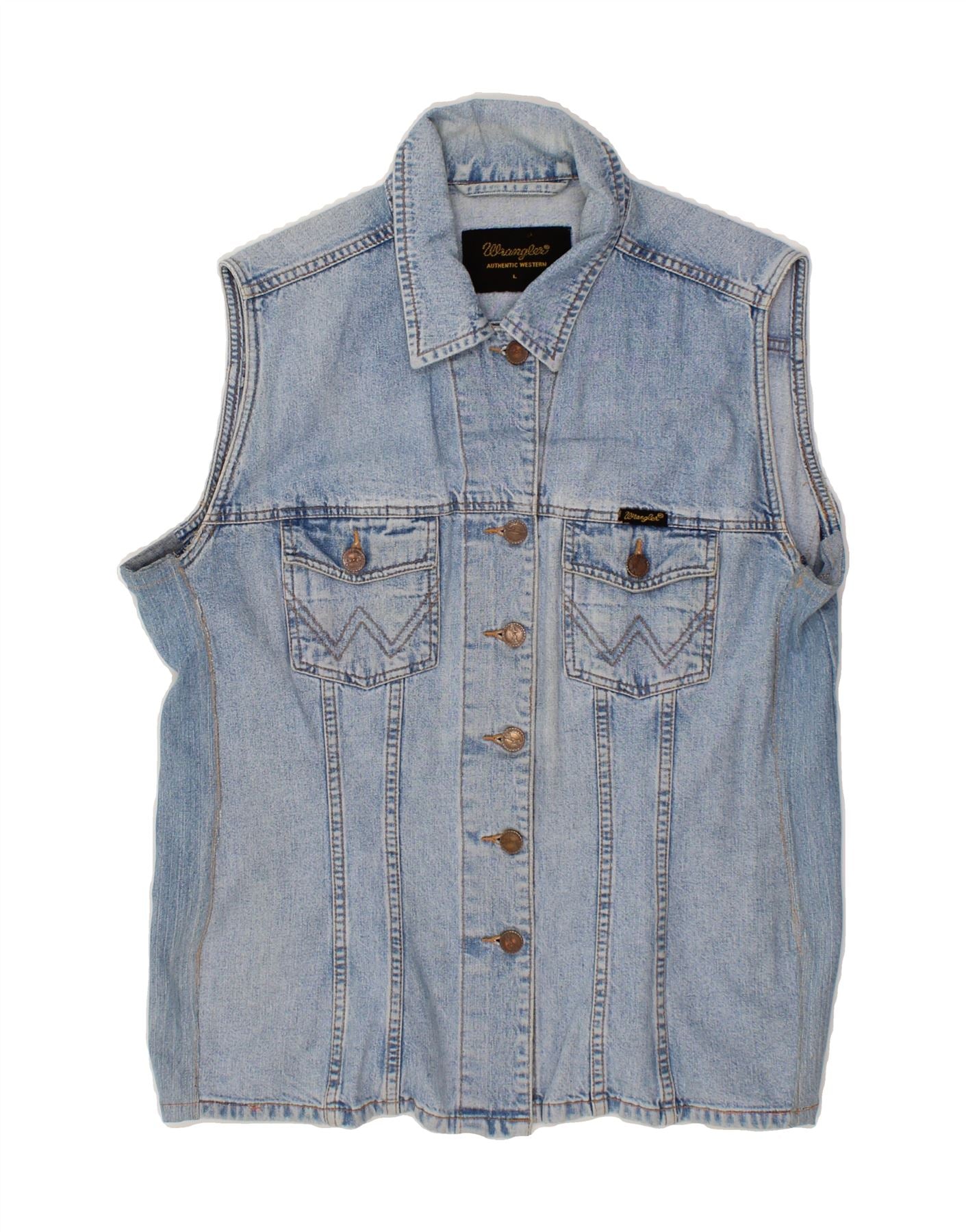 Image of WRANGLER Mens Denim Gilet UK 40 Large Blue