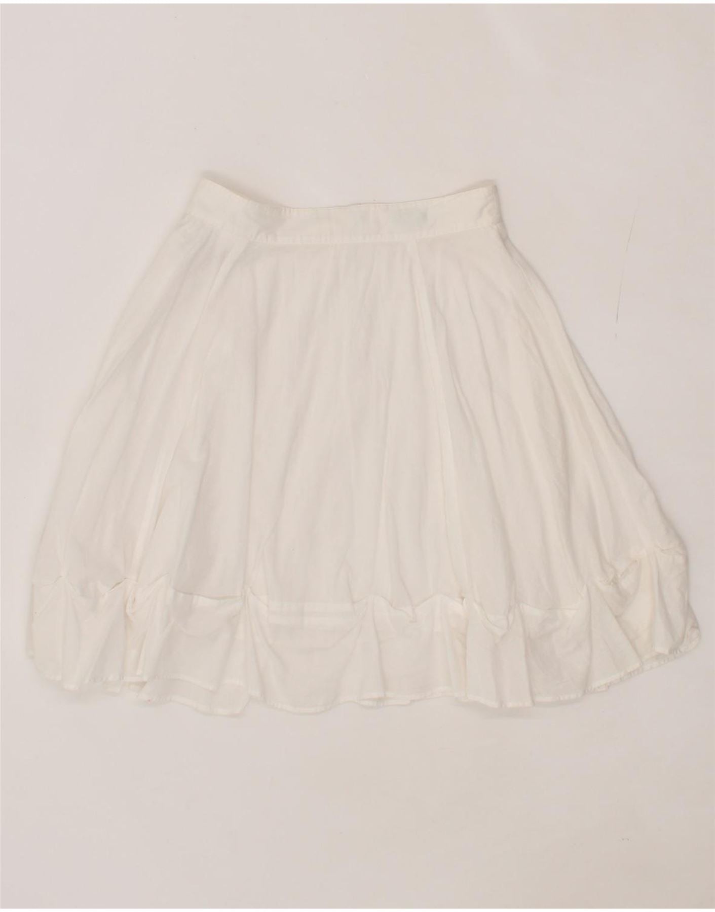 image of BENETTON Womens A-Line Skirt IT 38 XS W25 White Cotton