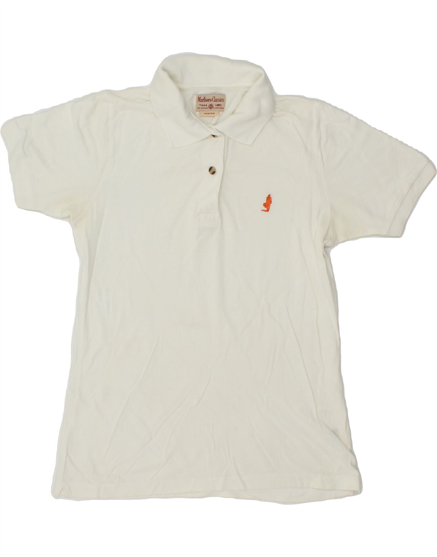 image of MARLBORO CLASSICS Womens Polo Shirt UK 12 Medium White Cotton