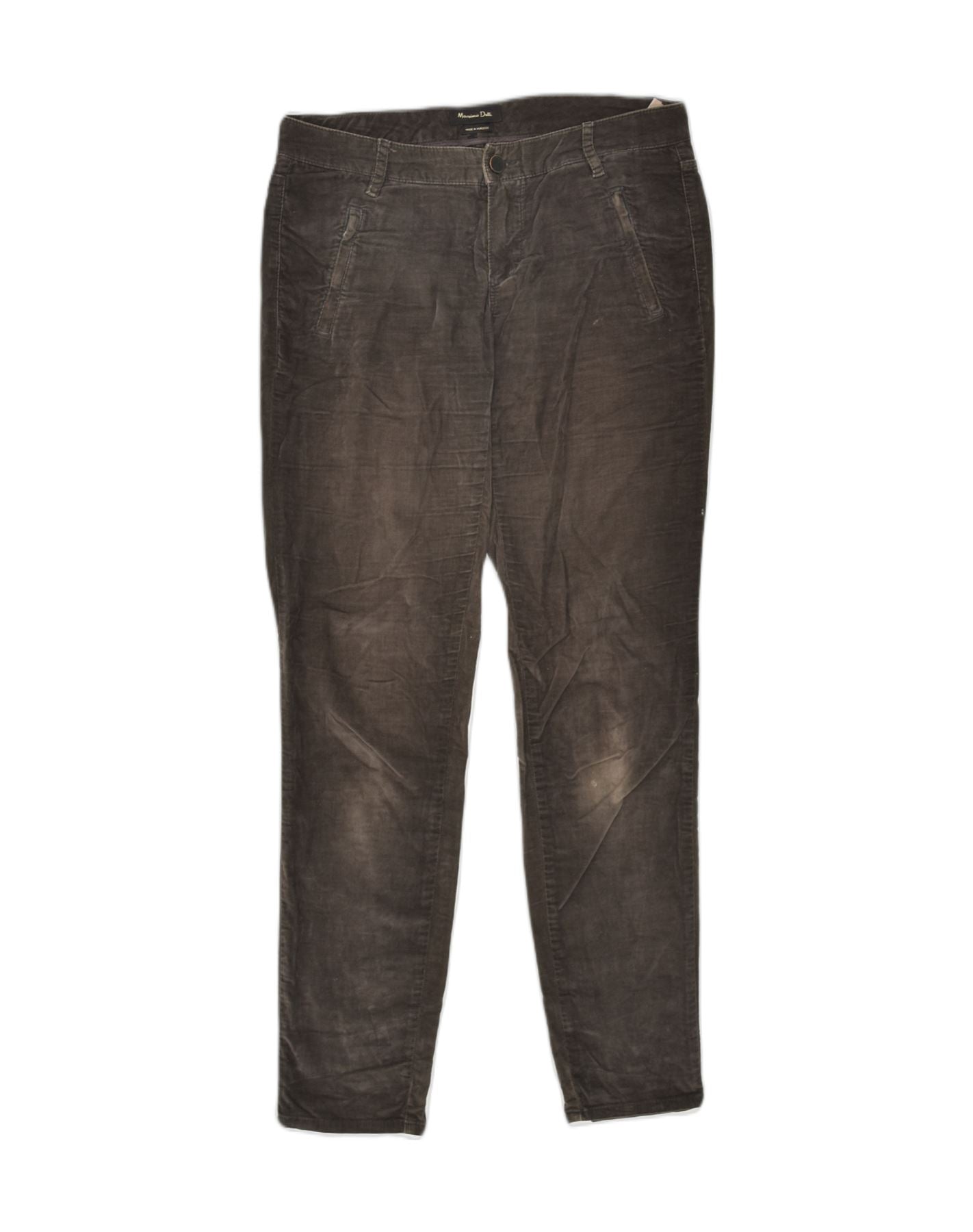 image of MASSIMO DUTTI Womens Velvet Slim Chino Trousers US 6 Medium W32 L31 Brown