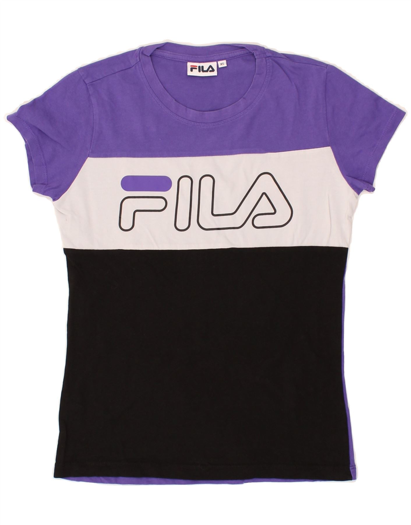 image of FILA Womens Graphic T-Shirt Top UK 6 XS Purple Colourblock