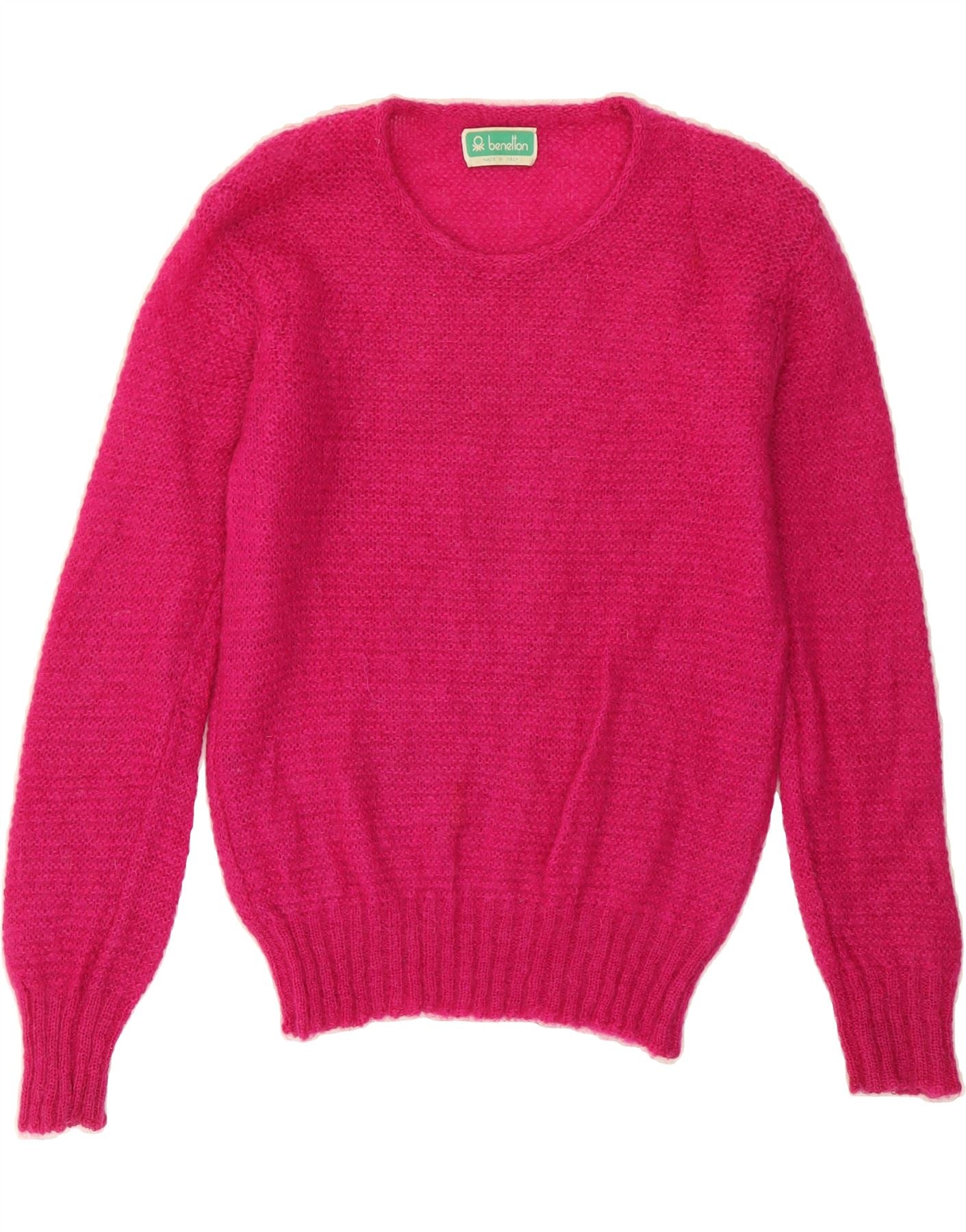 image of BENETTON Womens Boat Neck Jumper Sweater UK 12 Medium Pink