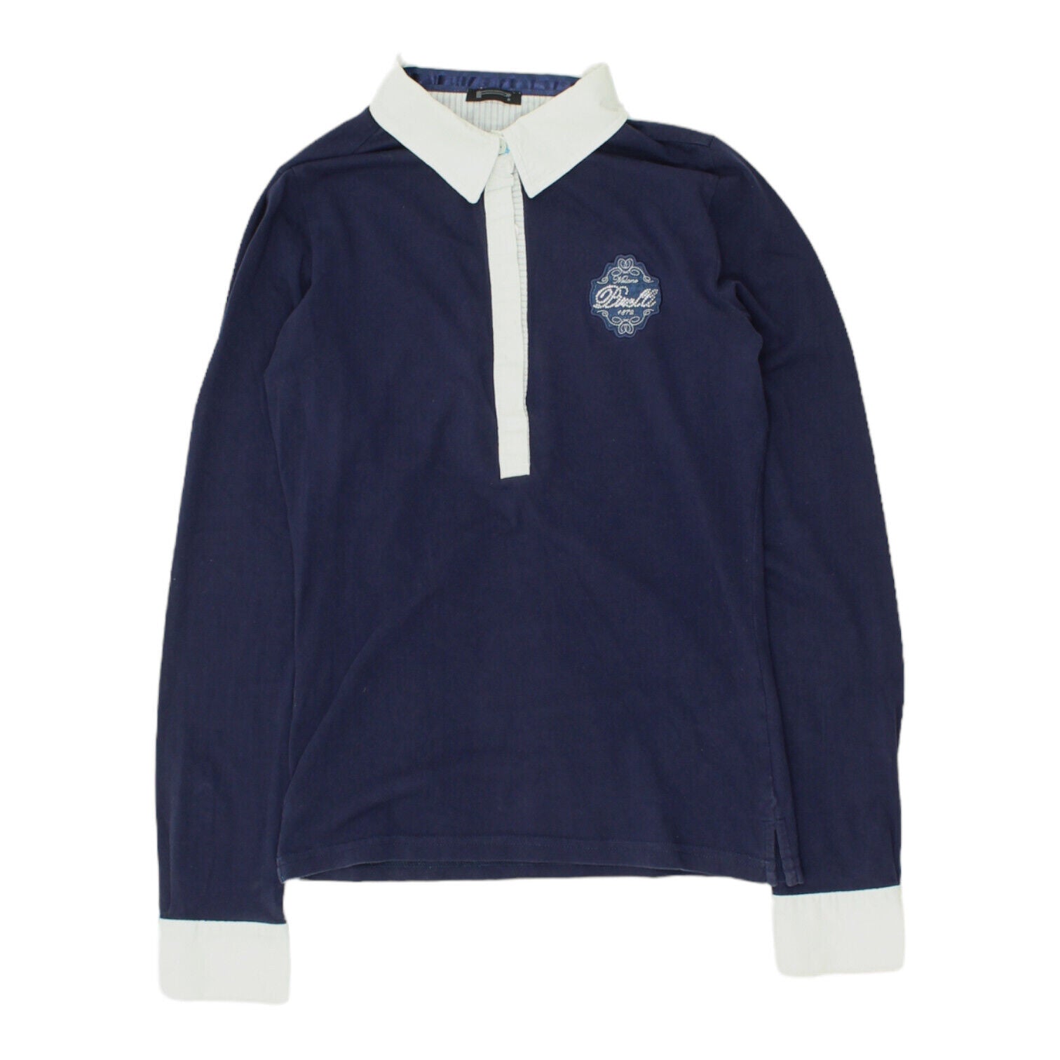image of Pirelli Womens Navy Cotton Long Sleeve Top | Vintage High End Designer VTG