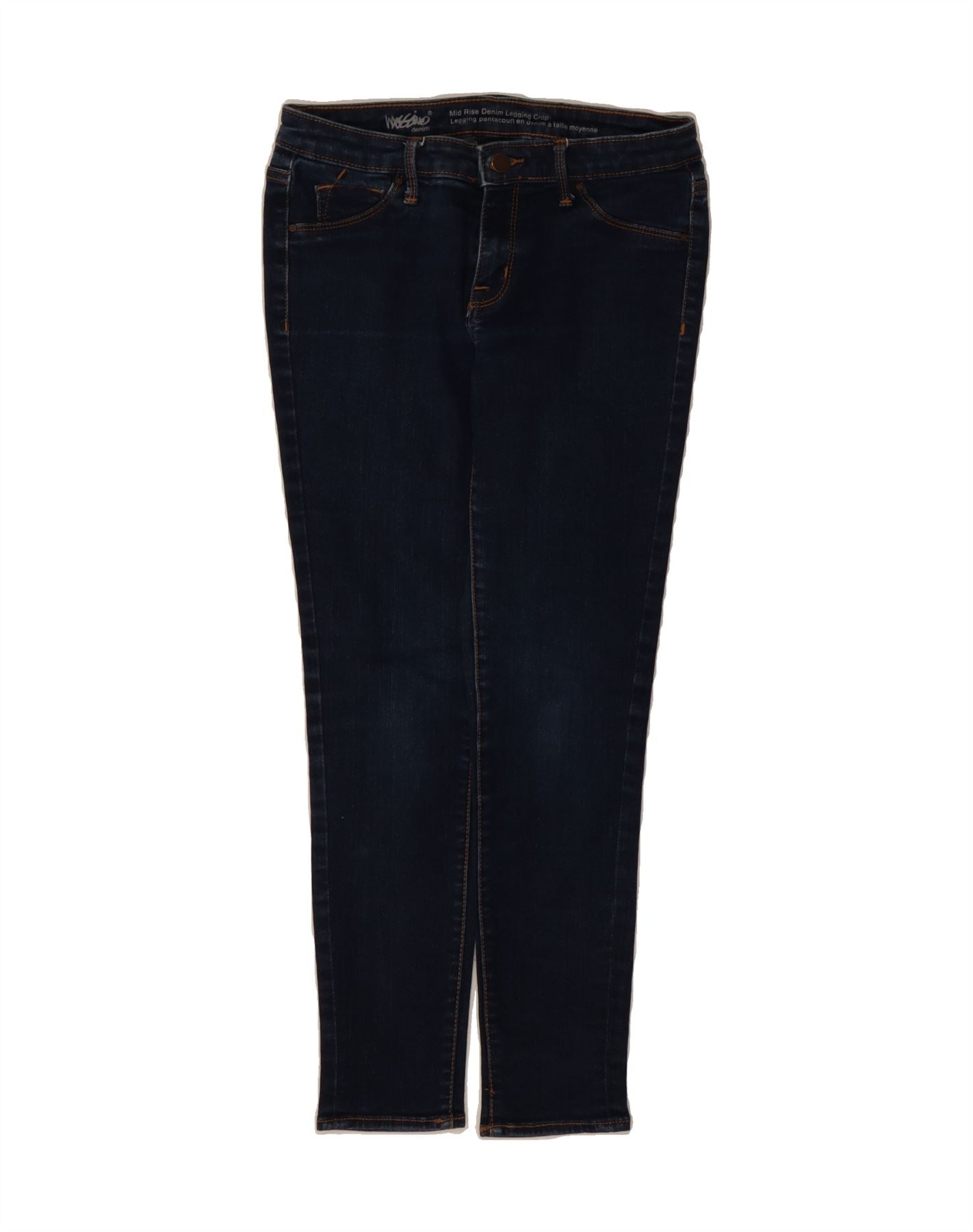image of MOSSIMO Womens Mid Rise Legging Cropped Jeans US 4 Small W27 L26 Navy Blue