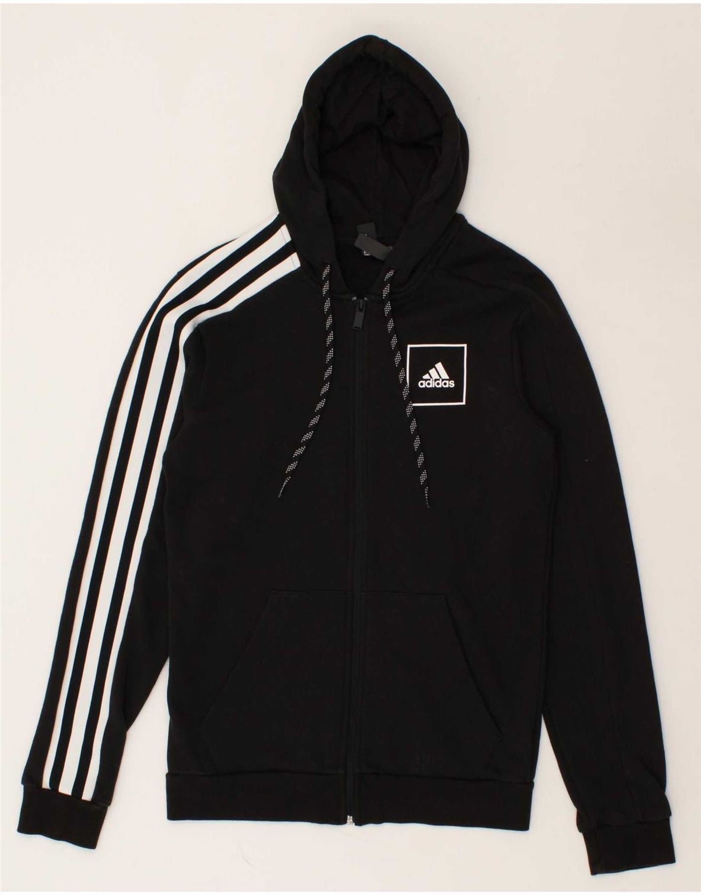 image of ADIDAS Mens Graphic Zip Hoodie Sweater Small Black