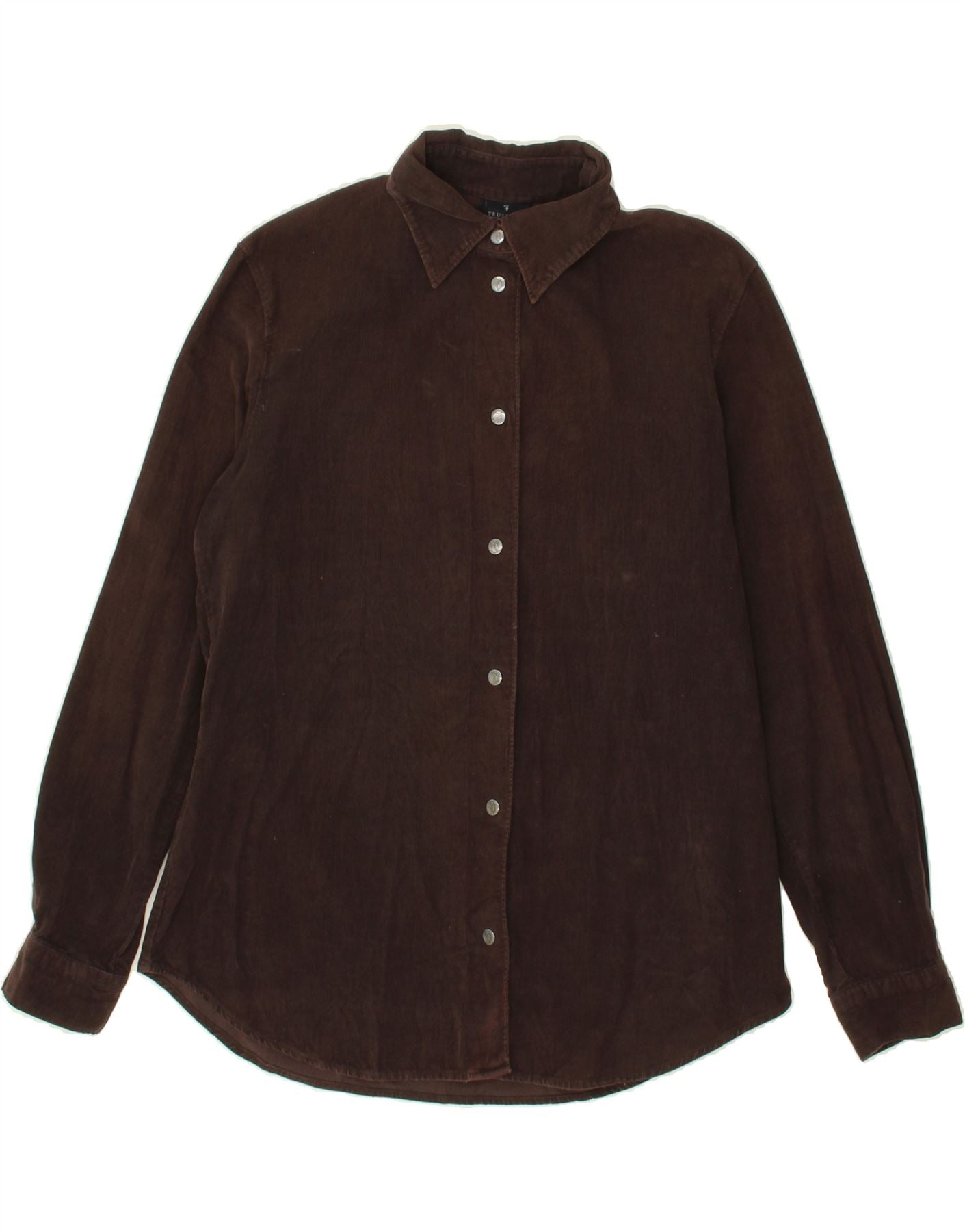 image of TRUSSARDI JEANS Womens Corduroy Shirt UK 10 Small Brown Cotton