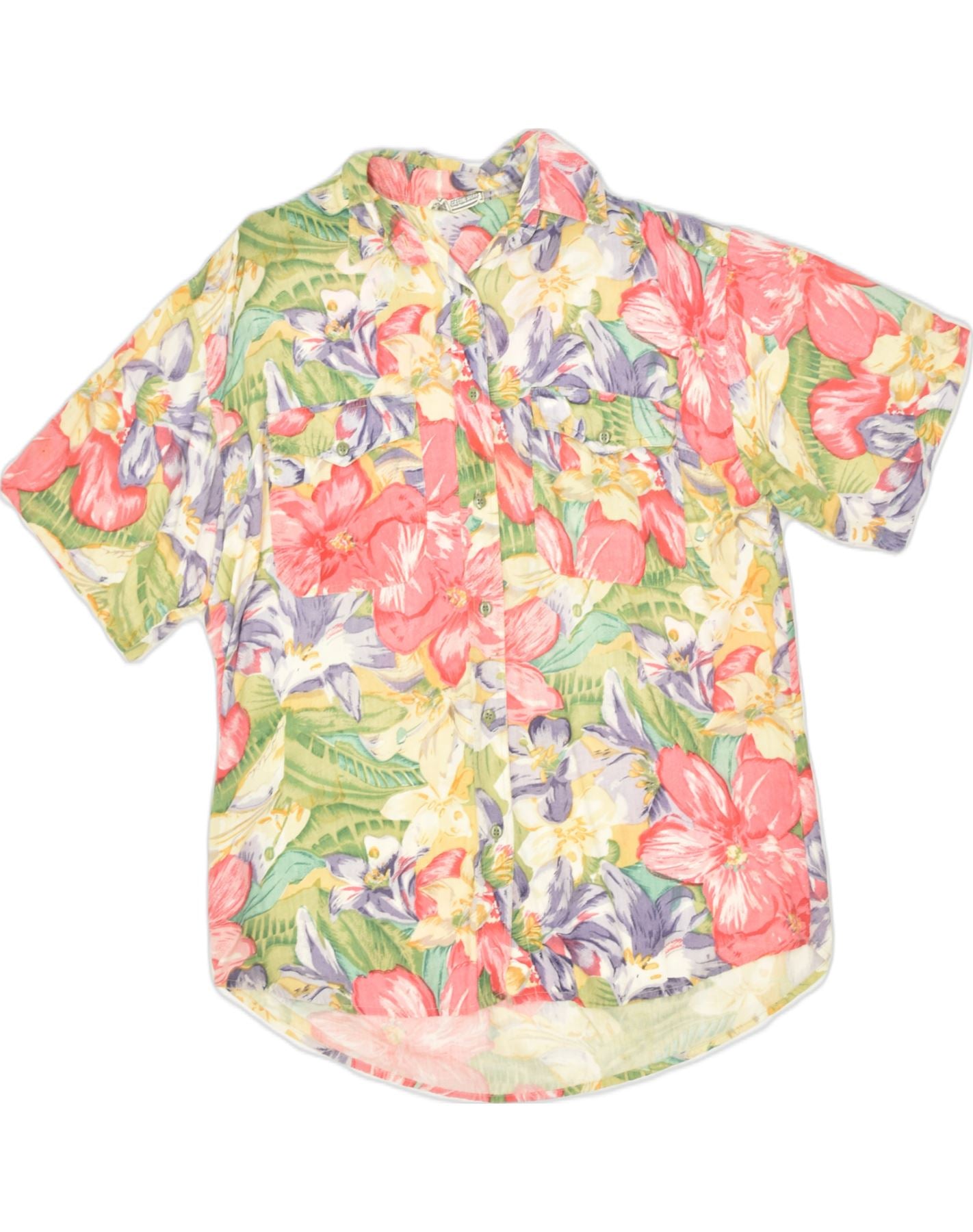 image of VINTAGE Womens Oversized Short Sleeve Shirt UK 16 Large Multicoloured