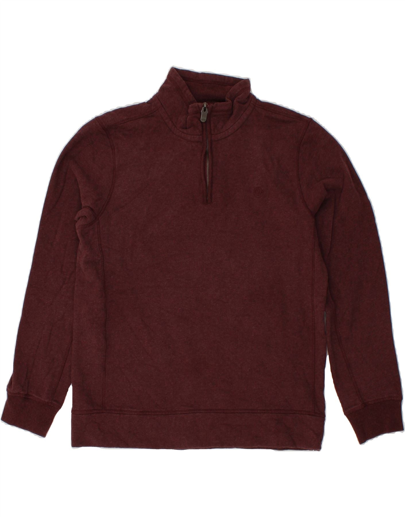 Image of FAT FACE Mens Zip Neck Sweatshirt Jumper Medium Burgundy Cotton