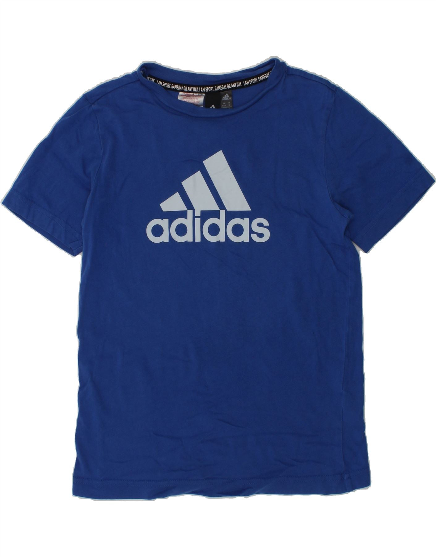 image of ADIDAS Boys Graphic T-Shirt Top 9-10 Years Blue Cotton