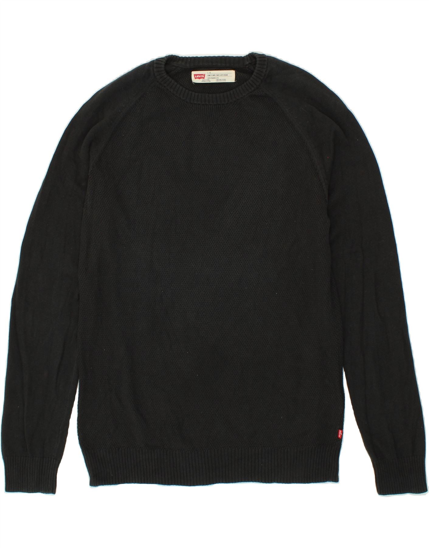 Image of LEVI'S Mens Slim Fit Crew Neck Jumper Sweater Large Black Cotton